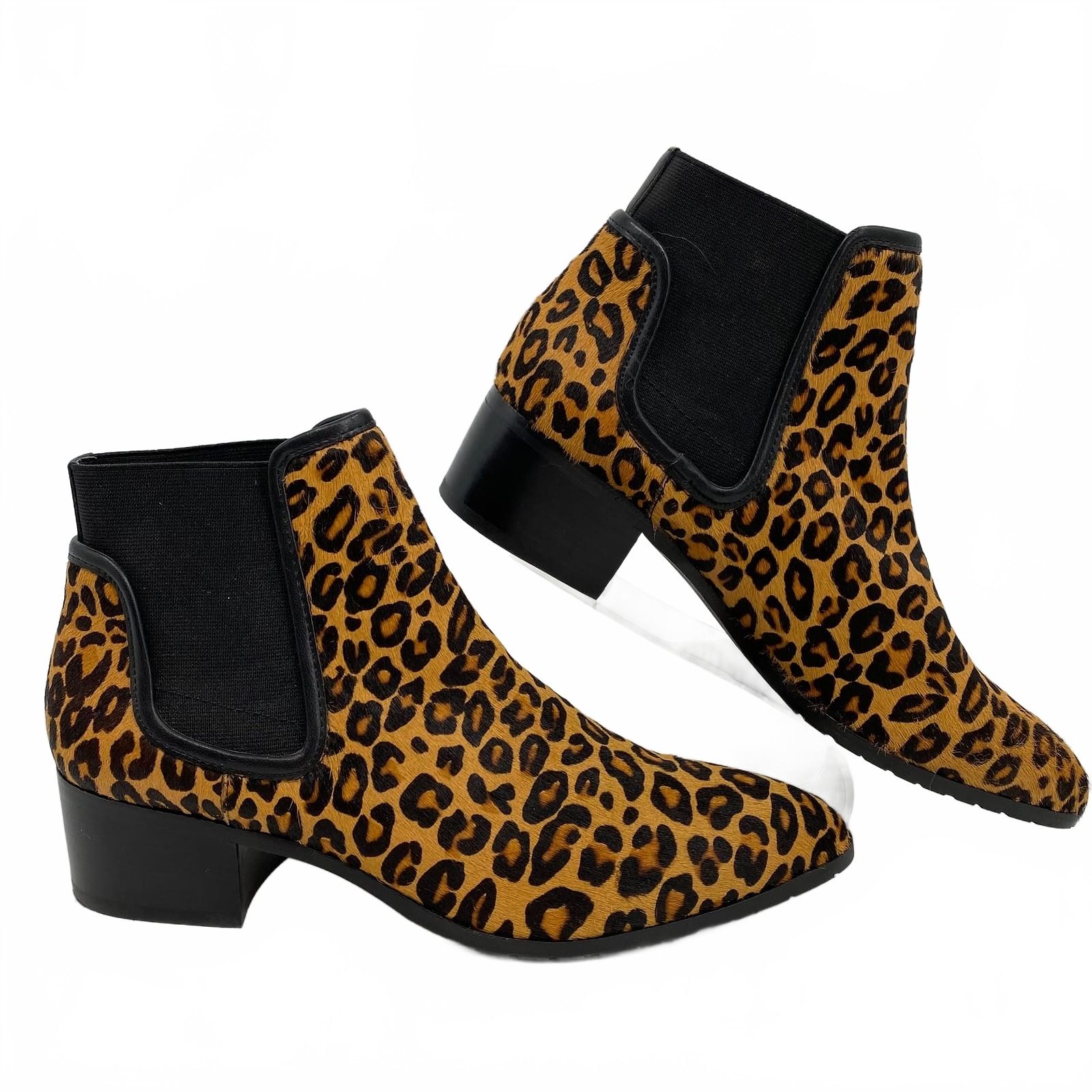 Donald J. Pliner Brown Black Leopard Print Ankle Boots