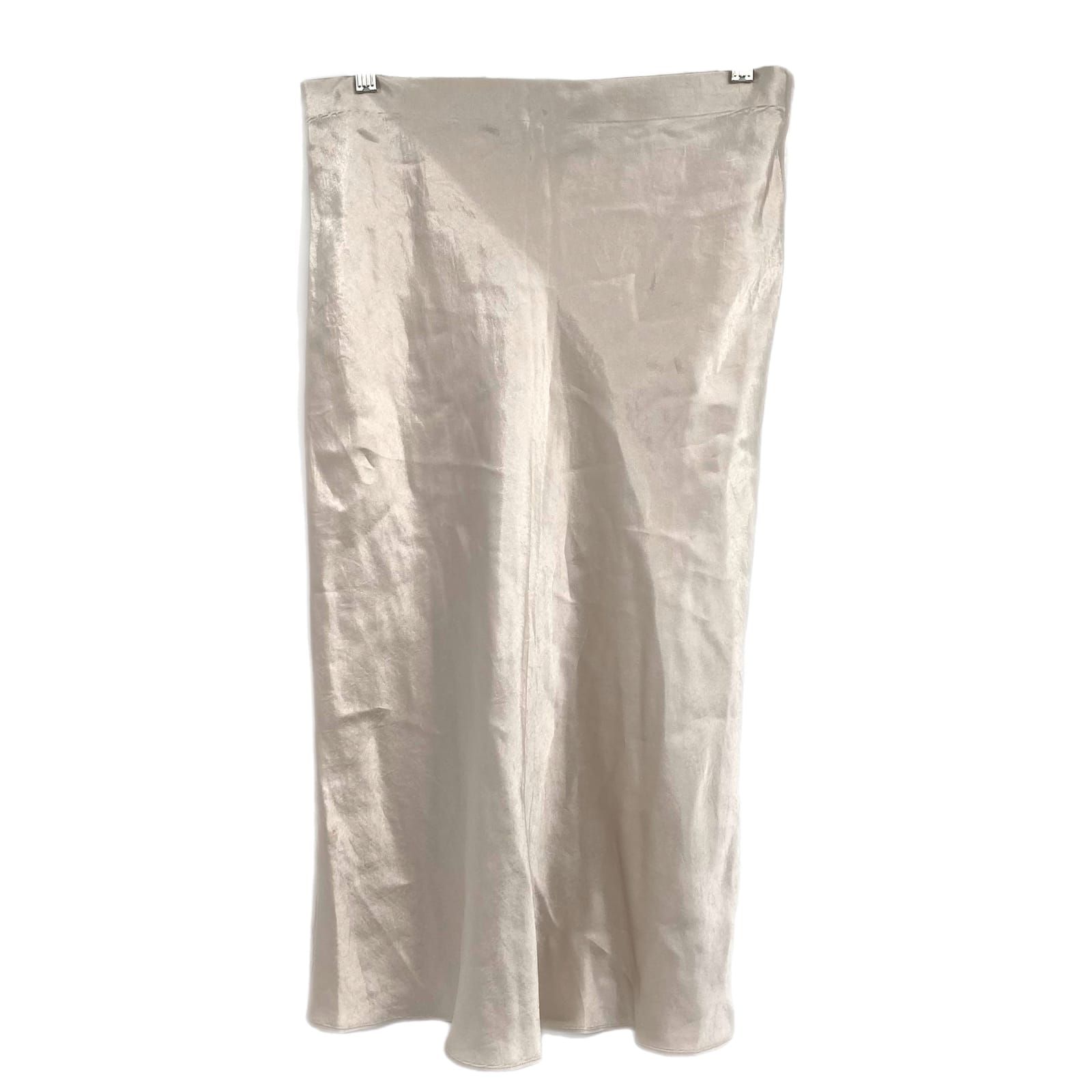 Vince Cream Satin Midi Skirt