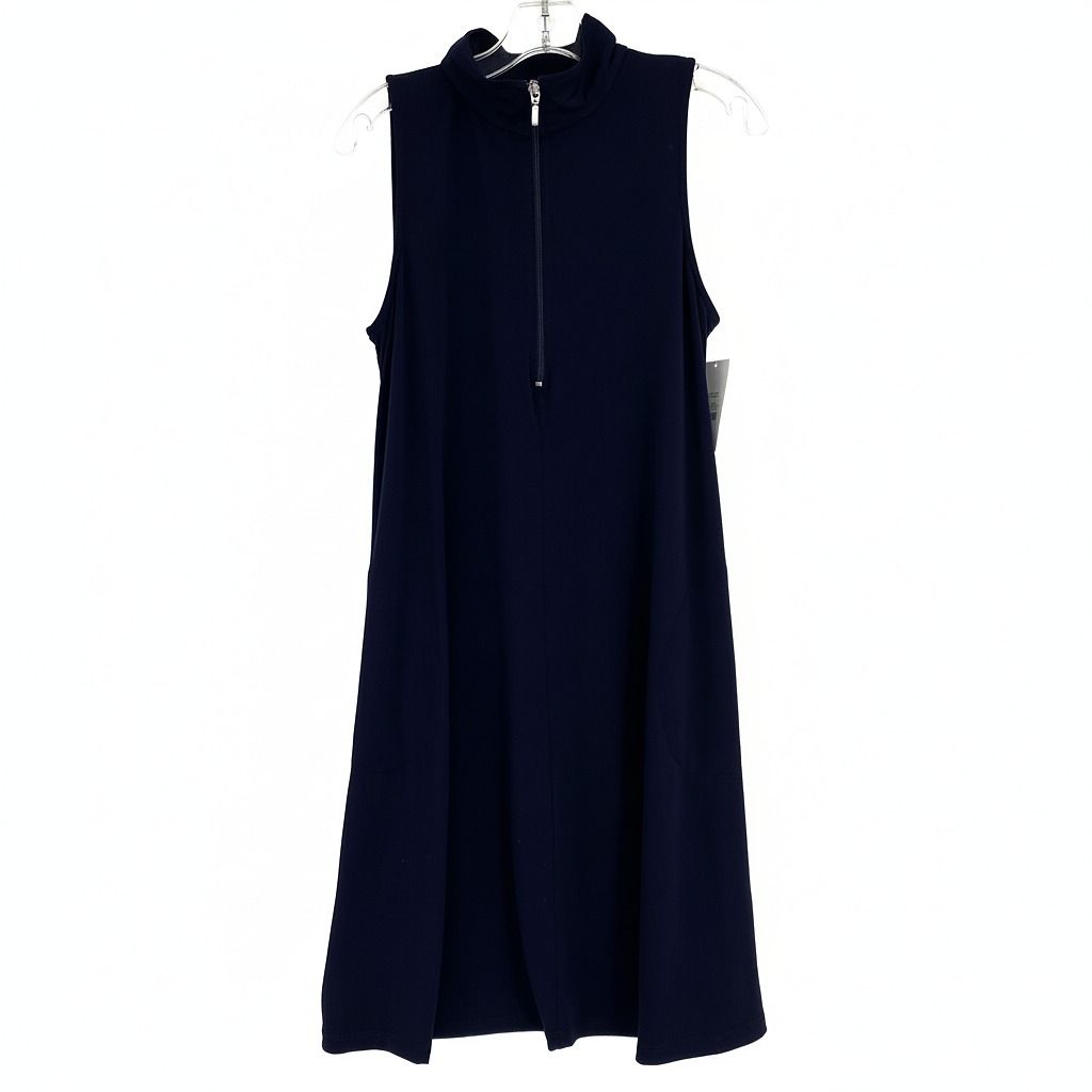 Karen Kane Navy Zip Front Sleeveless Knee-Length Dress