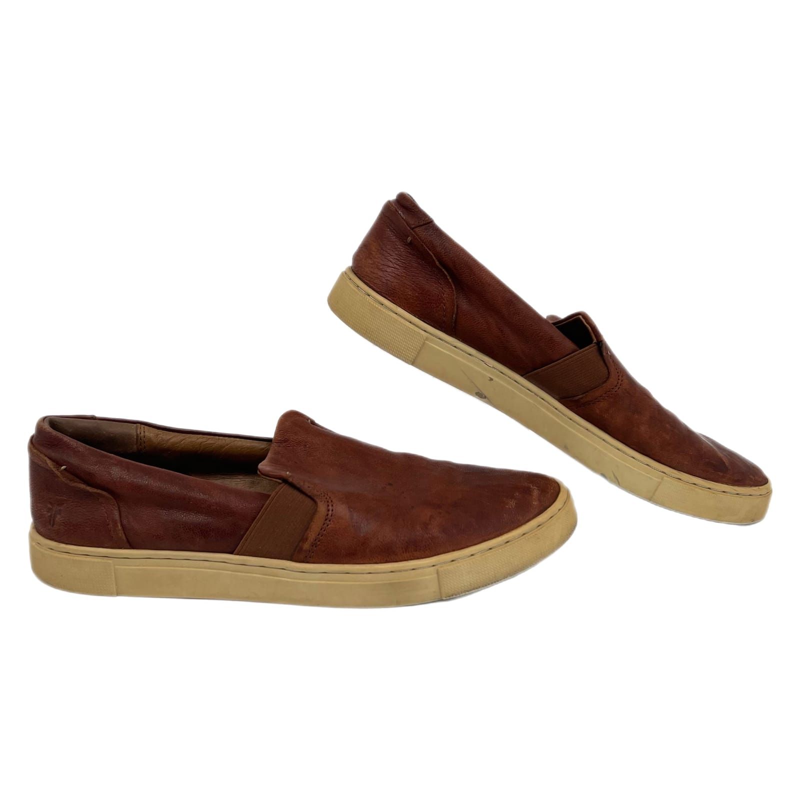 Frye Brown Leather Slip-On Sneakers