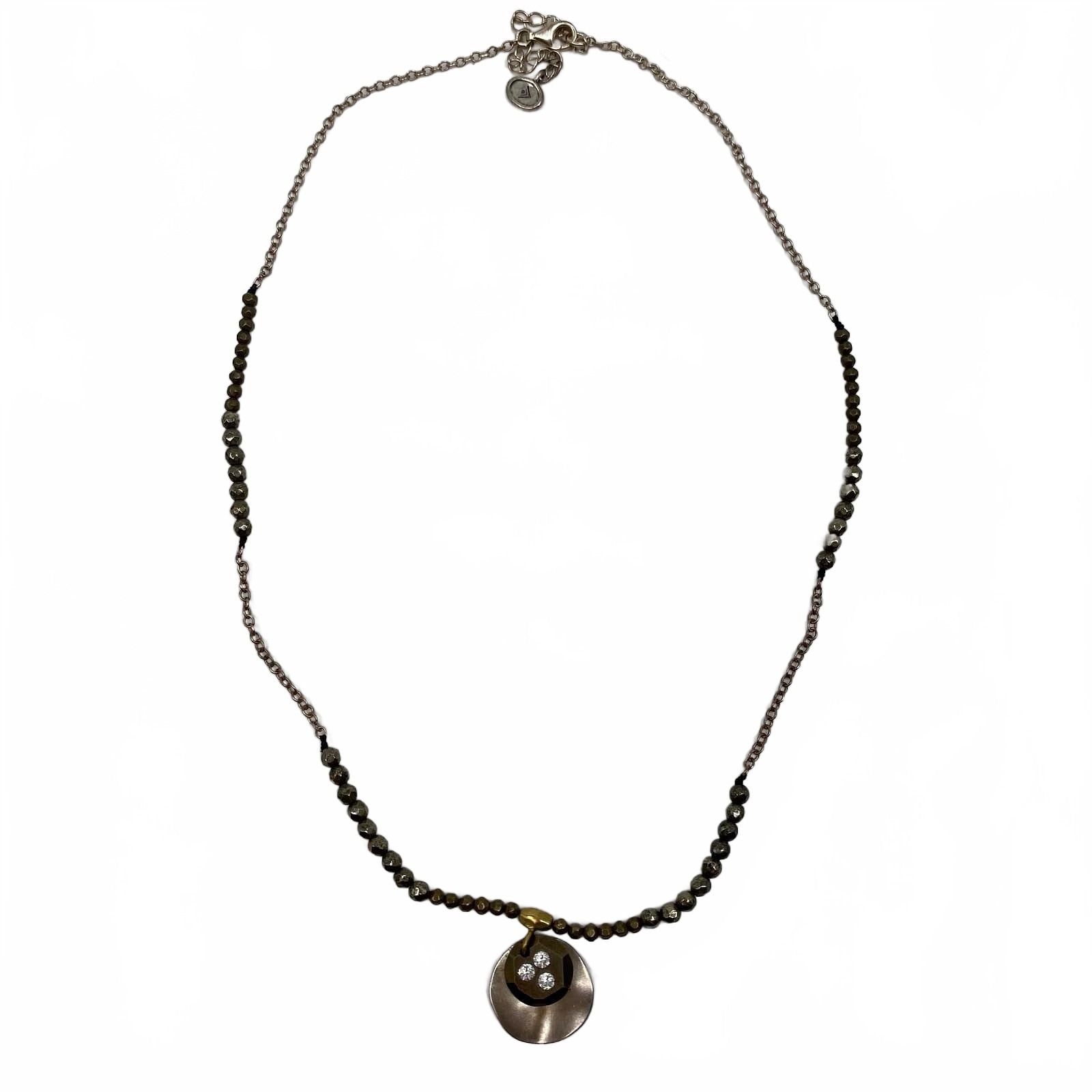 Silpada Silver Bronze Beaded Medallion Pendant Necklace