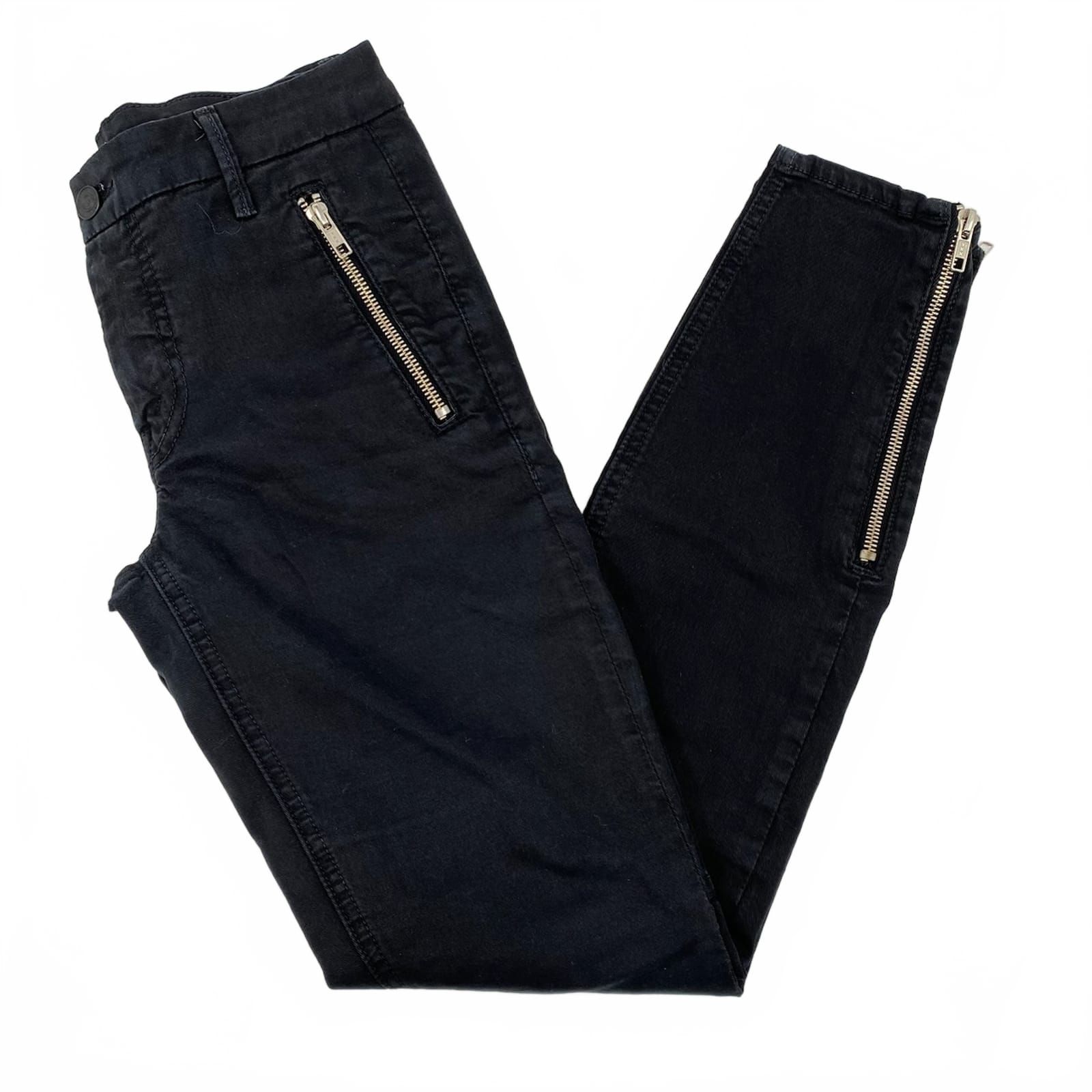 Mother Black Zip Muse Skinny Pants