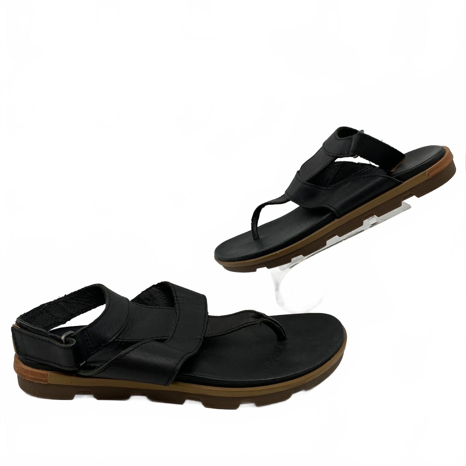 Sorel Black Leather Sandals