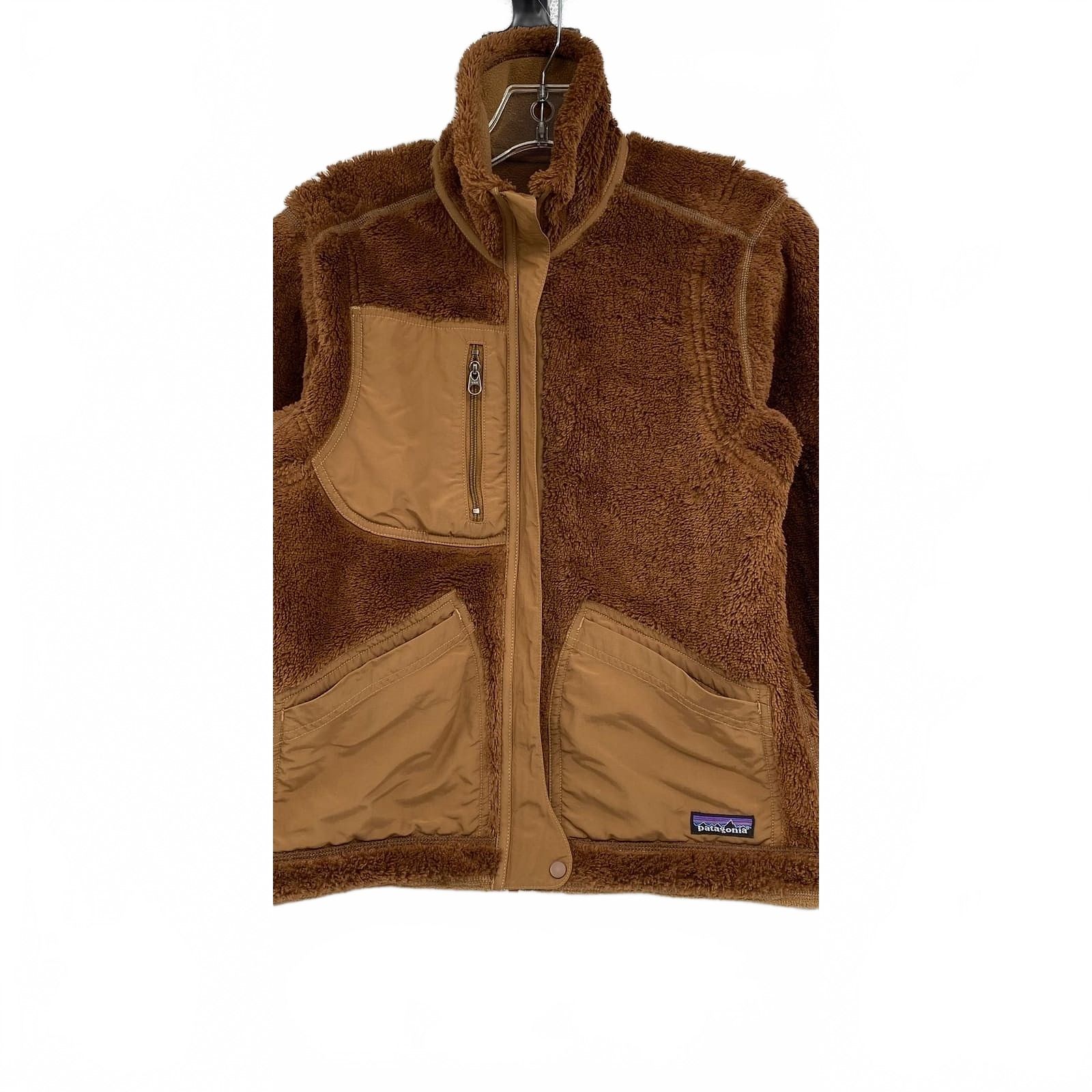 Patagonia Brown Fuzzy Fleece Reversible Zip-Up Jacket