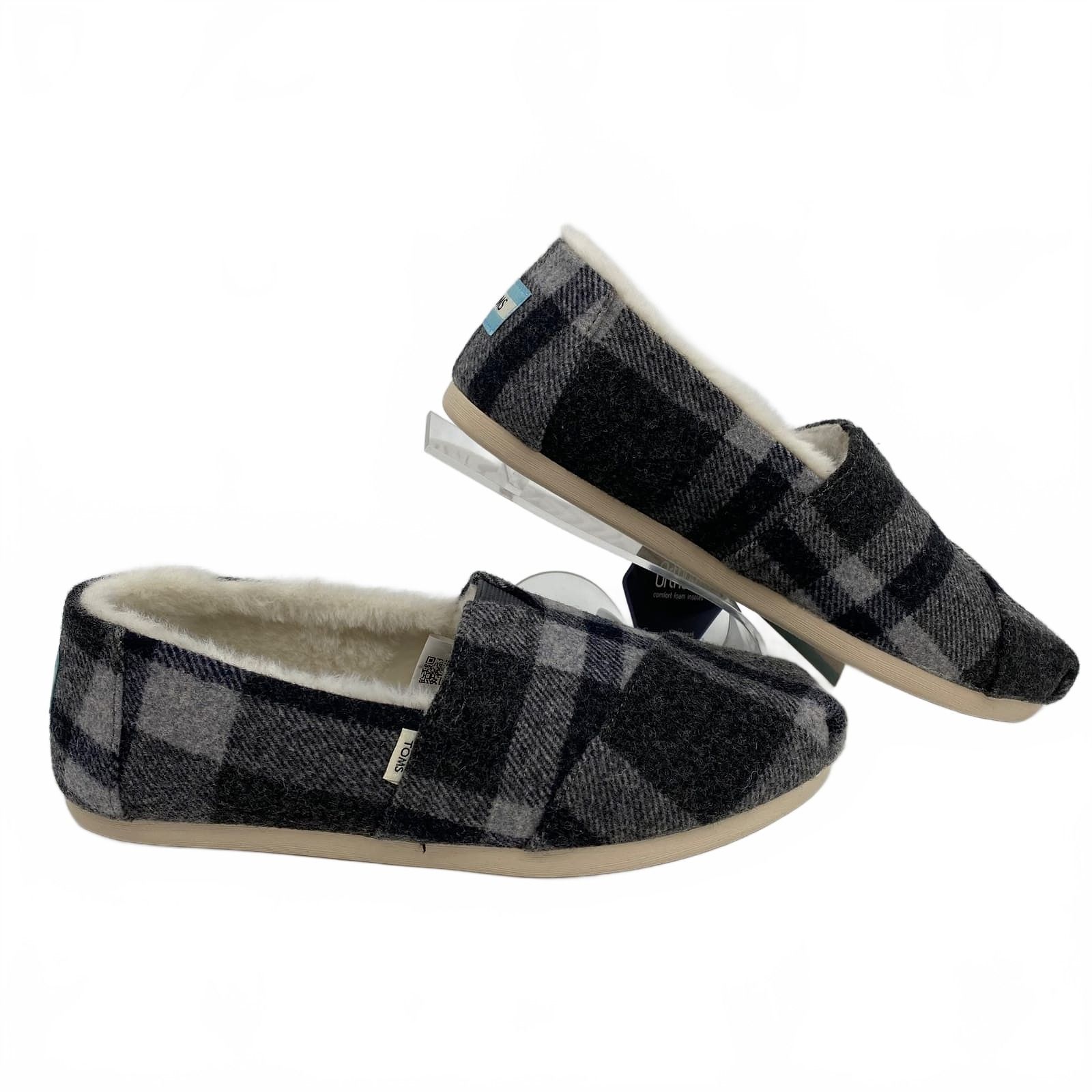 Toms Grey Plaid Fuzzy-Lined Sneakers