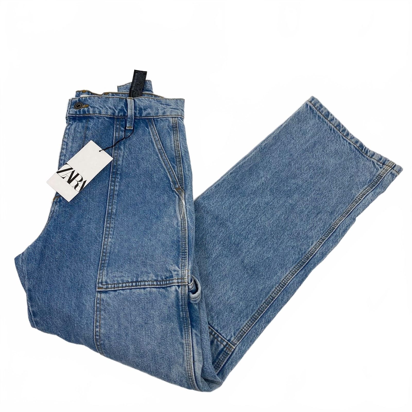 Zara Blue Straight Leg Jeans The Worker straight