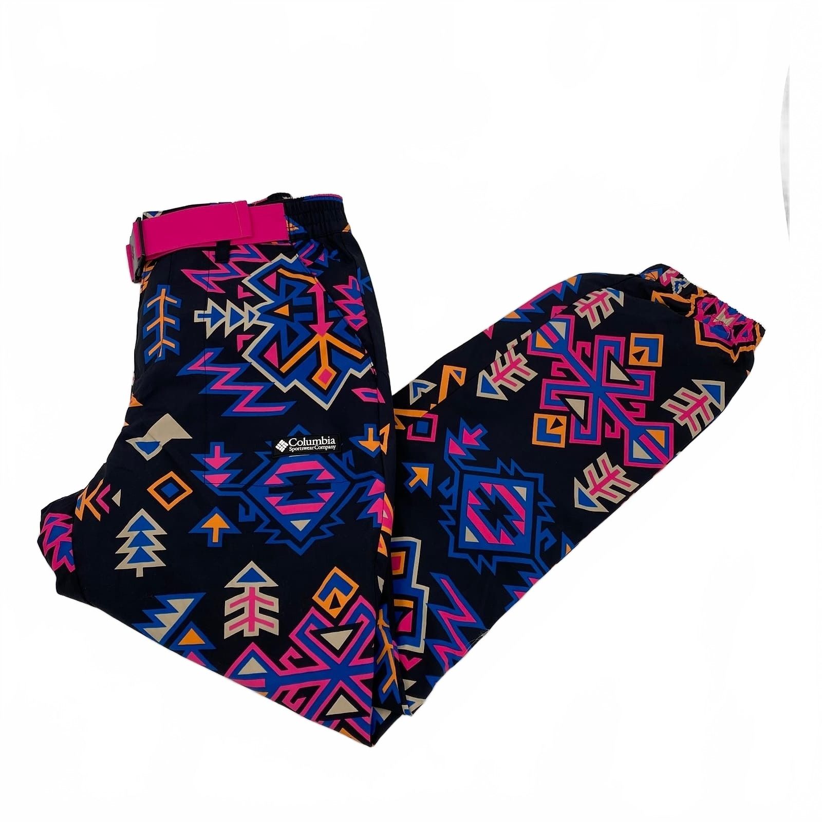 Columbia Black Pink Track Pants Geometric pattern Snow pants