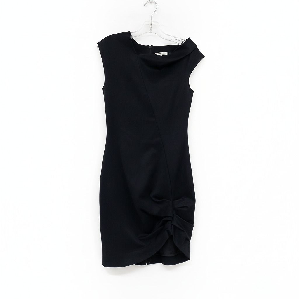 Helmut Lang Black Asymmetric Knee-Length Mini Dress