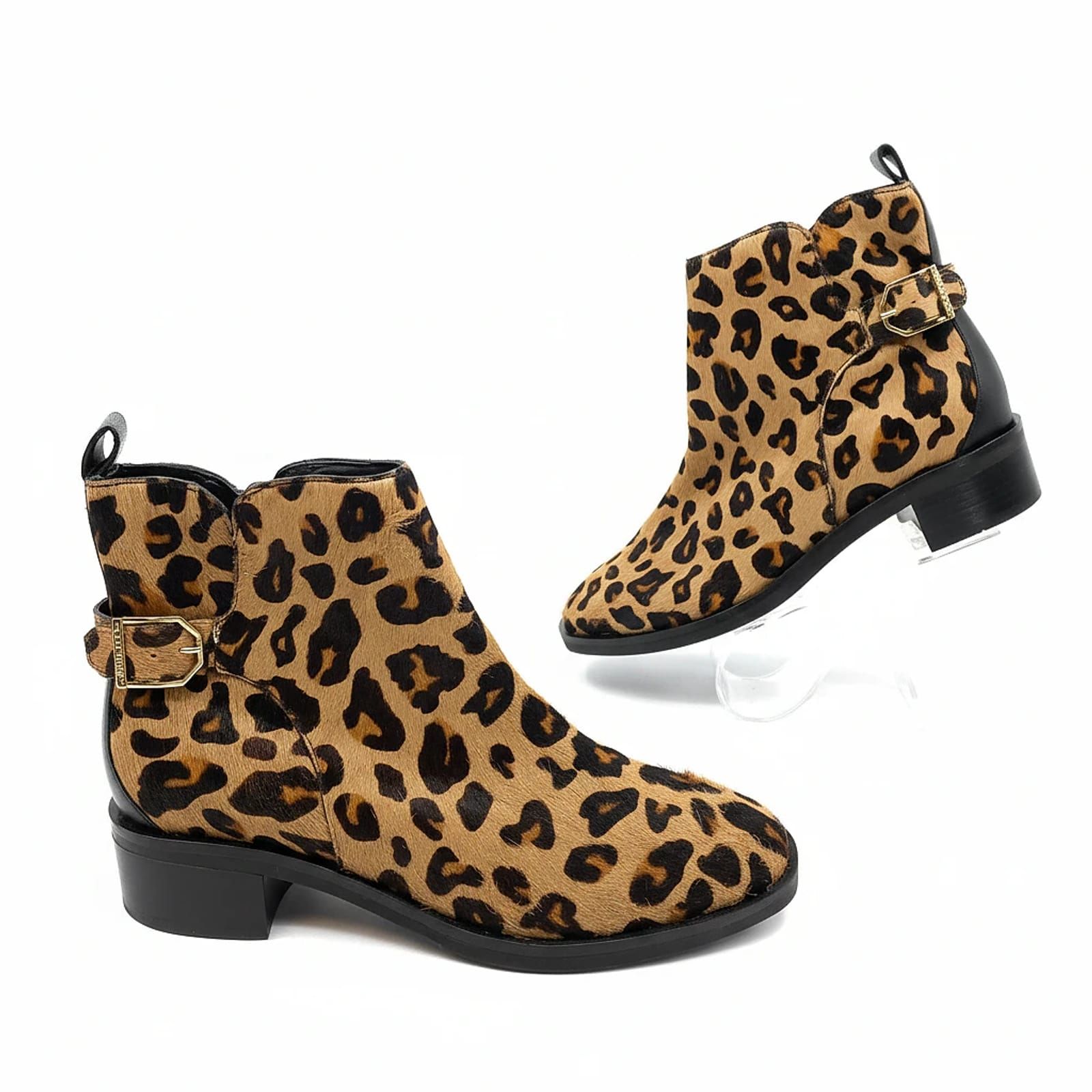 Cole Haan Fur Bootie Brown Animal Print