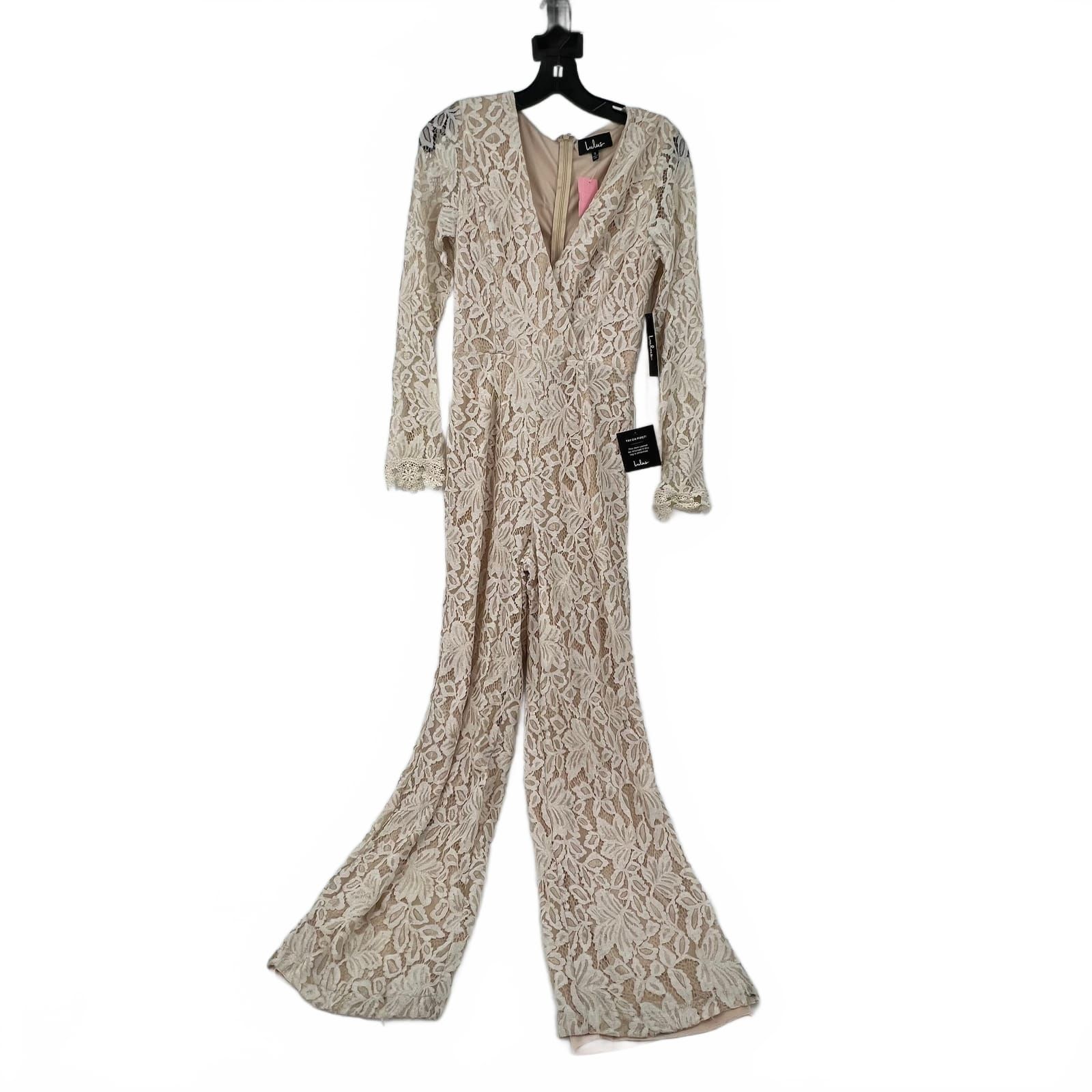 Lulus Cream Tan Lace Jumpsuit