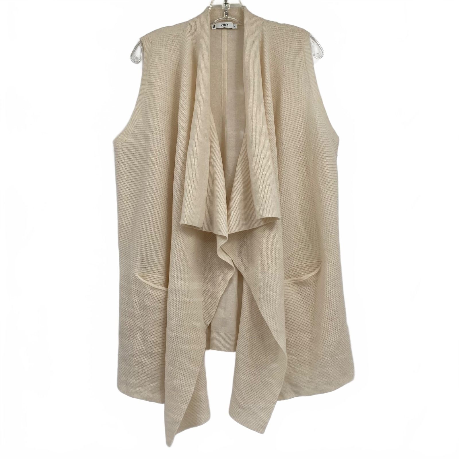 Vince Cream Sleeveless Ruffle Cardigan