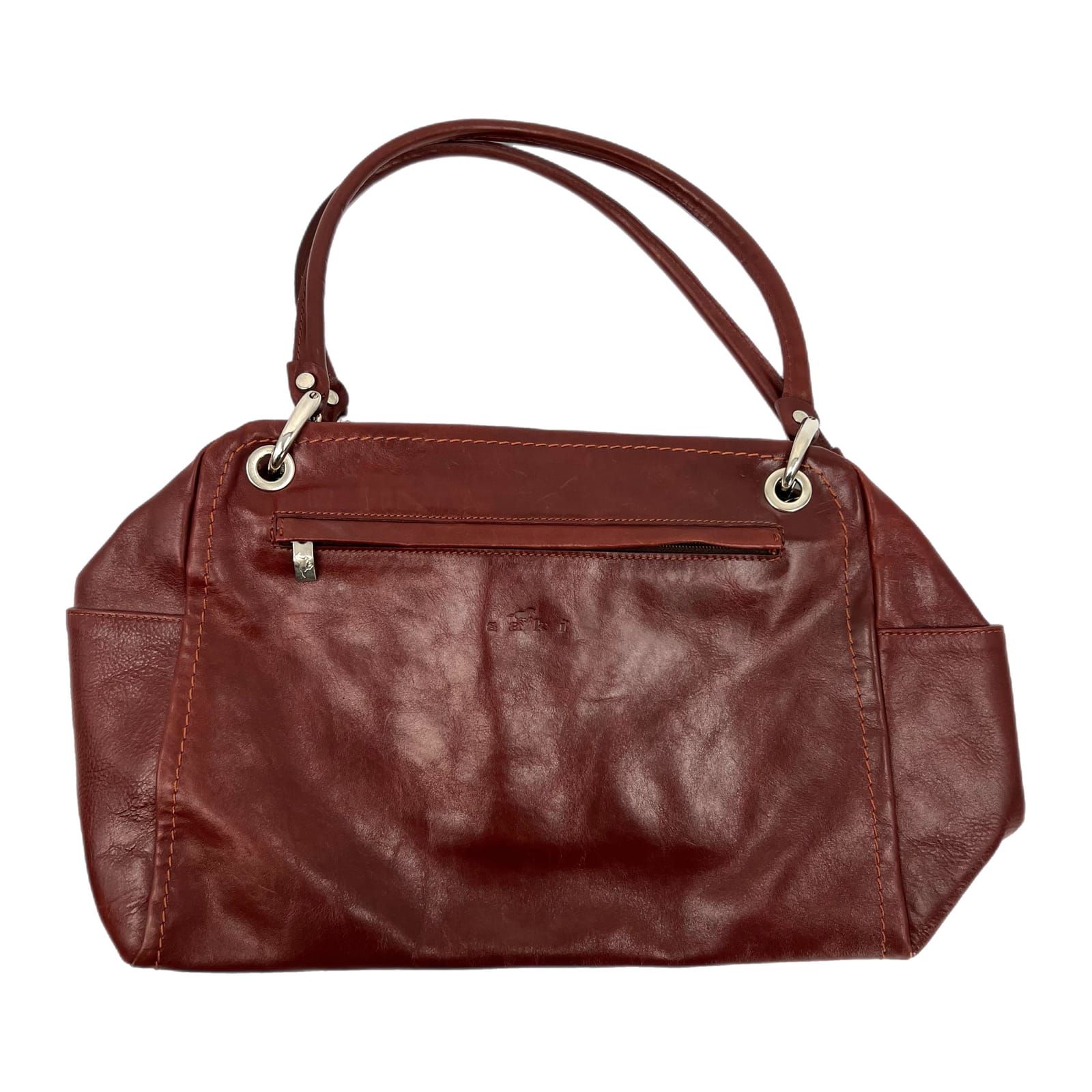 Saki Red Zip Faux Leather Shoulder Bag