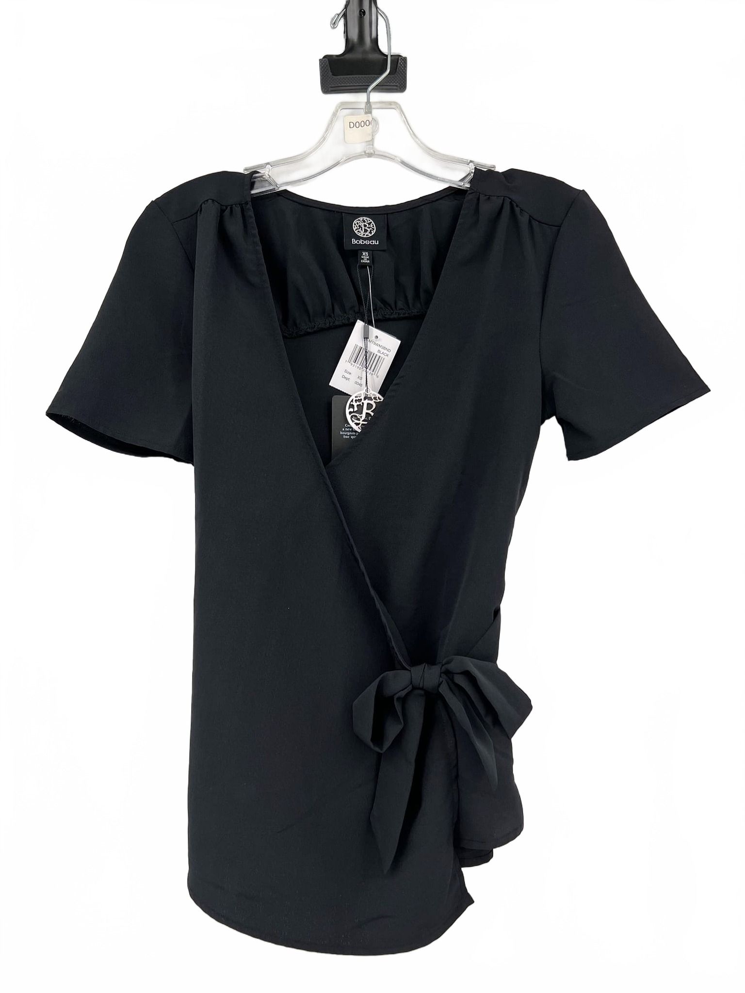 bobeau Black Wrap Blouse