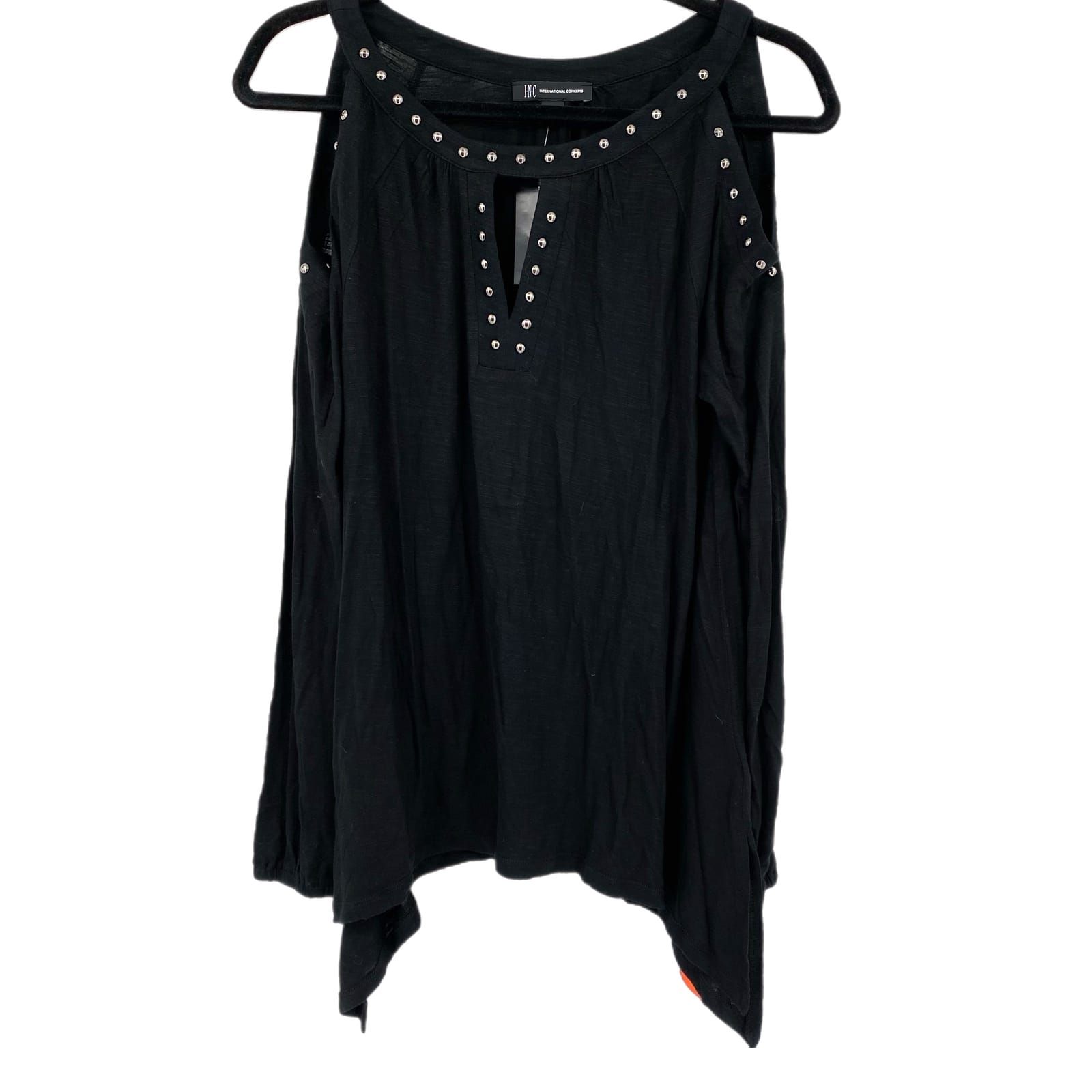 INC Black Long Sleeve Round Tunic