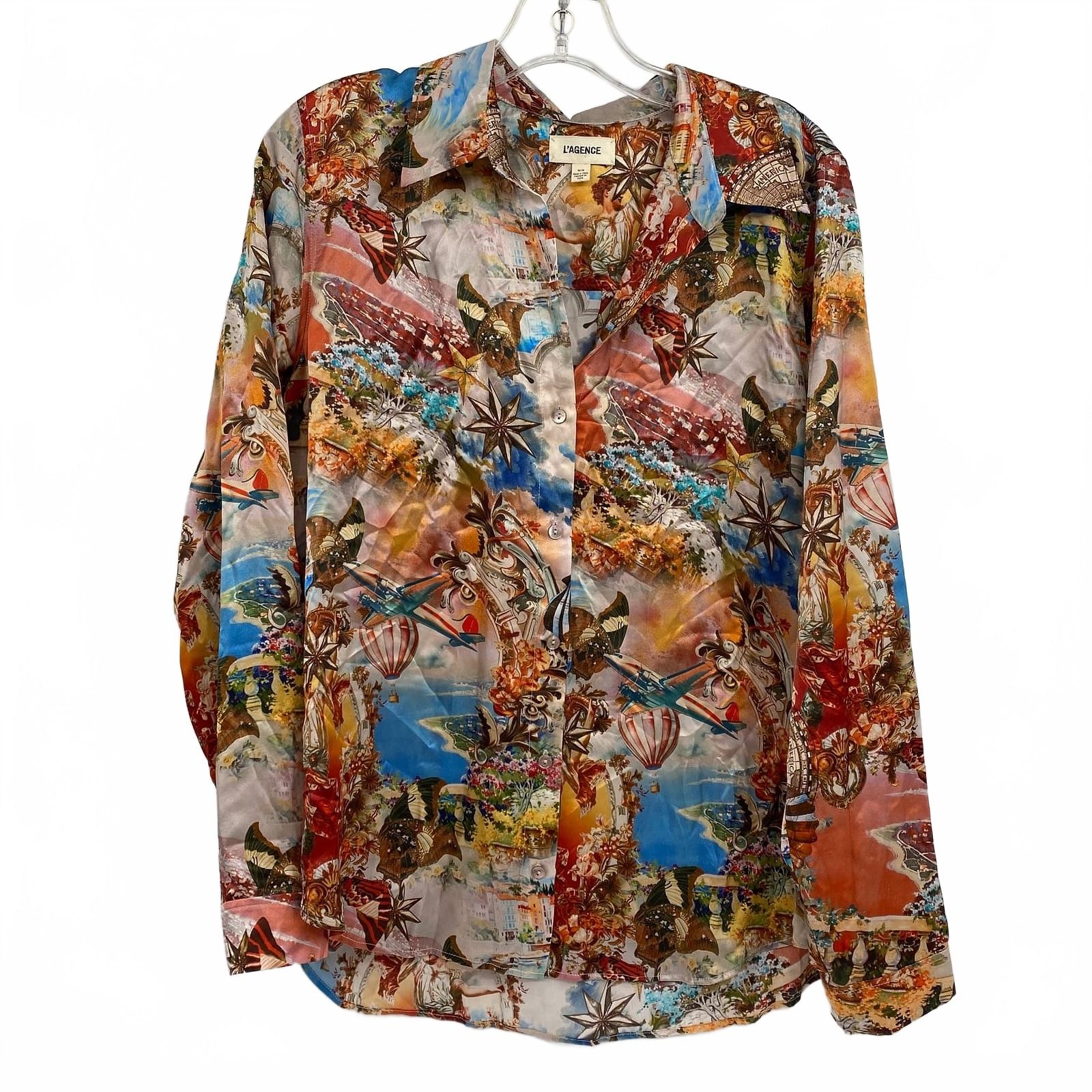 L’AGENCE Button-Down Silk Shirt