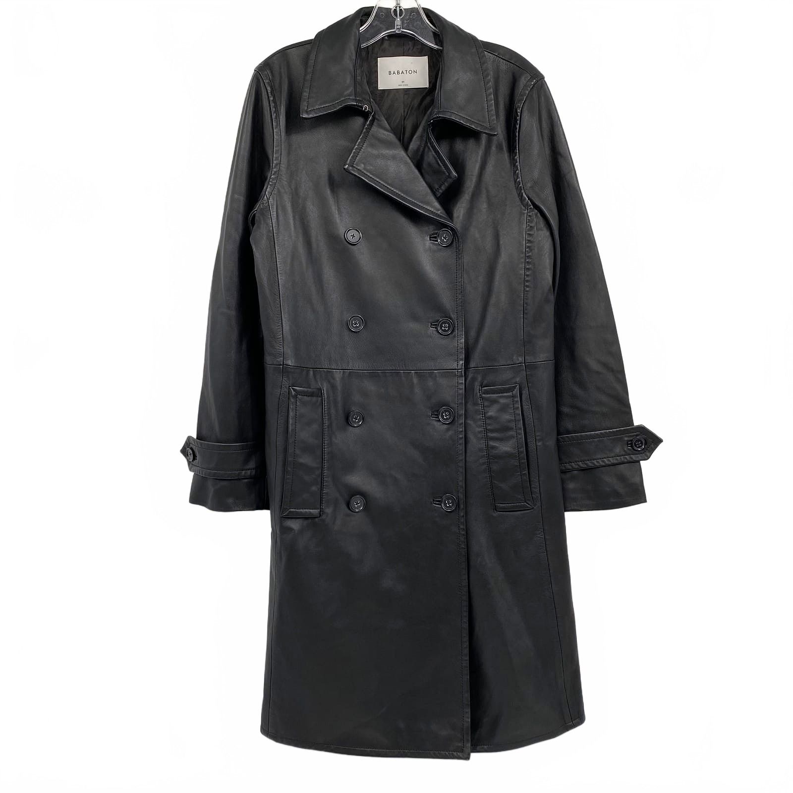 Babaton Black Leather Trench Coat