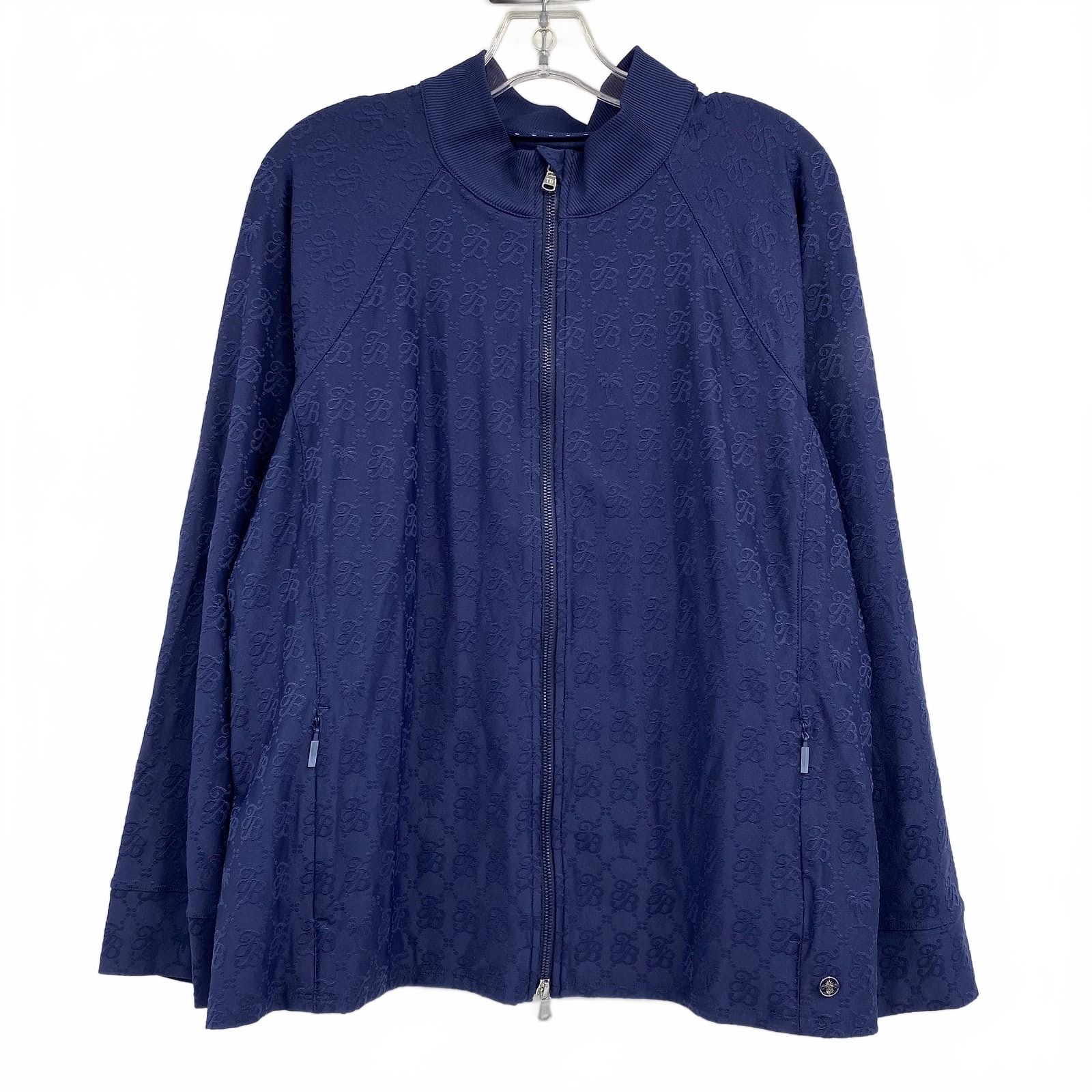Tommy Bahama Navy Blue Aubrey Monogram Jacquard Zip-Up Jacket