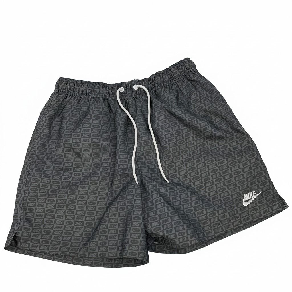 Nike Gray Logo Print Athletic Shorts