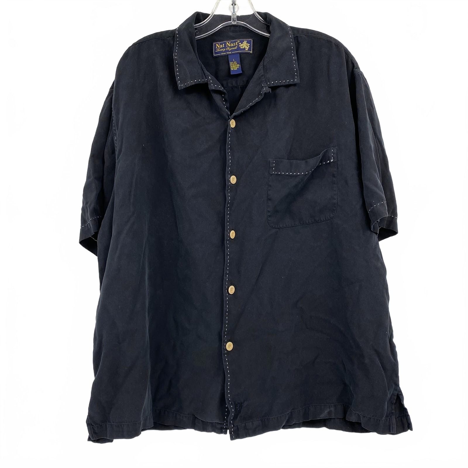 Nat Nast Black Silk Short Sleeve Shirt