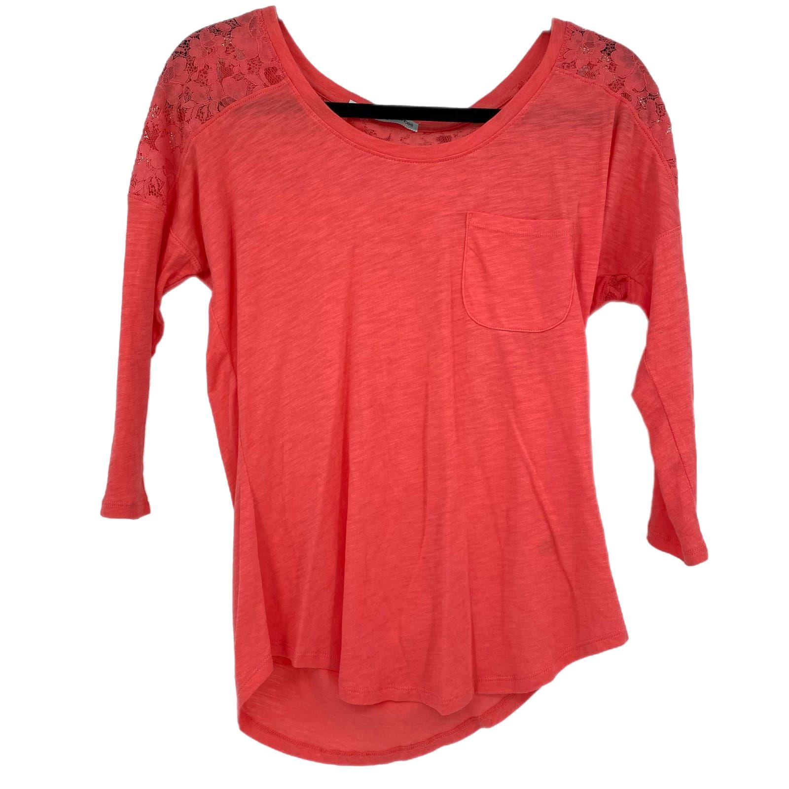 Maurices Pink Laced Sleeve T-Shirt