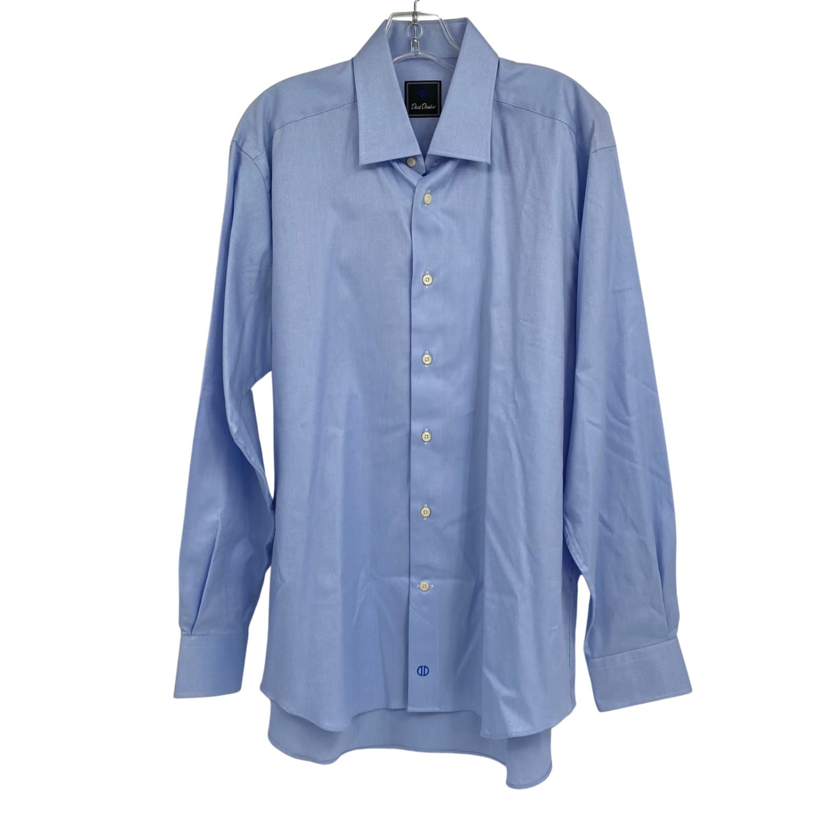 David Donahue Blue Button-Up Shirt Long Sleeve