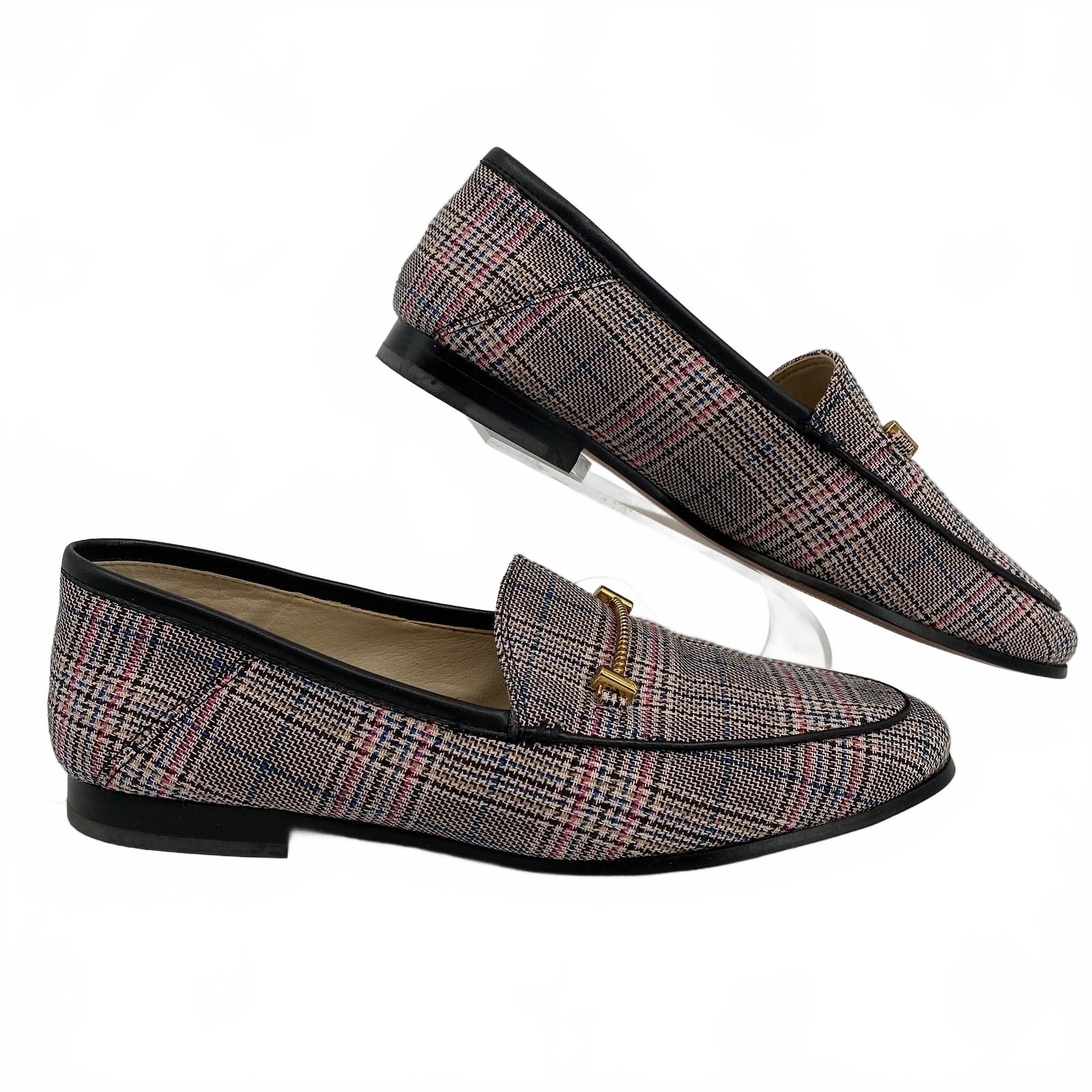 Sam Edelman Black Pink Plaid Loafers