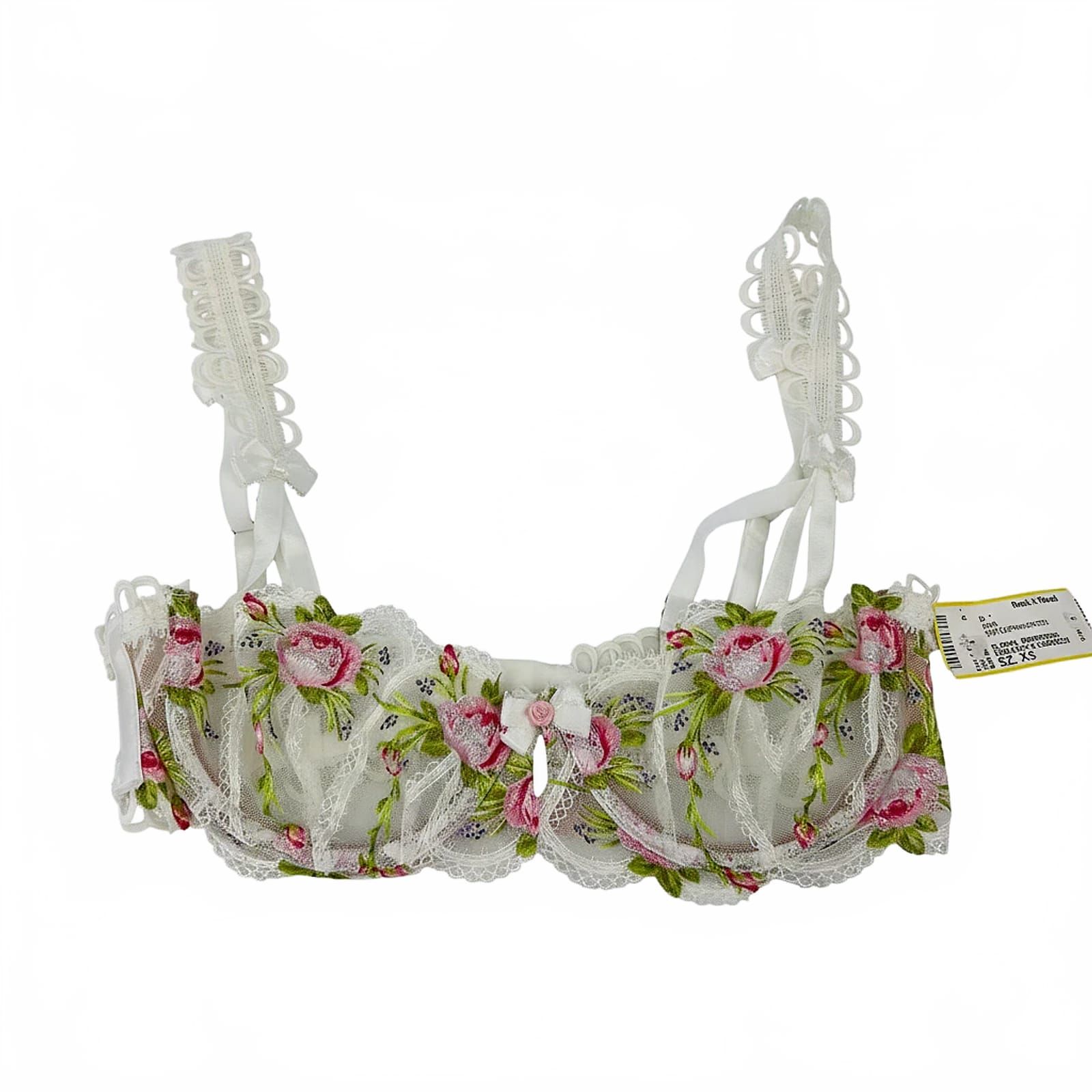 For Love And Lemons White Floral Embroidered Bra