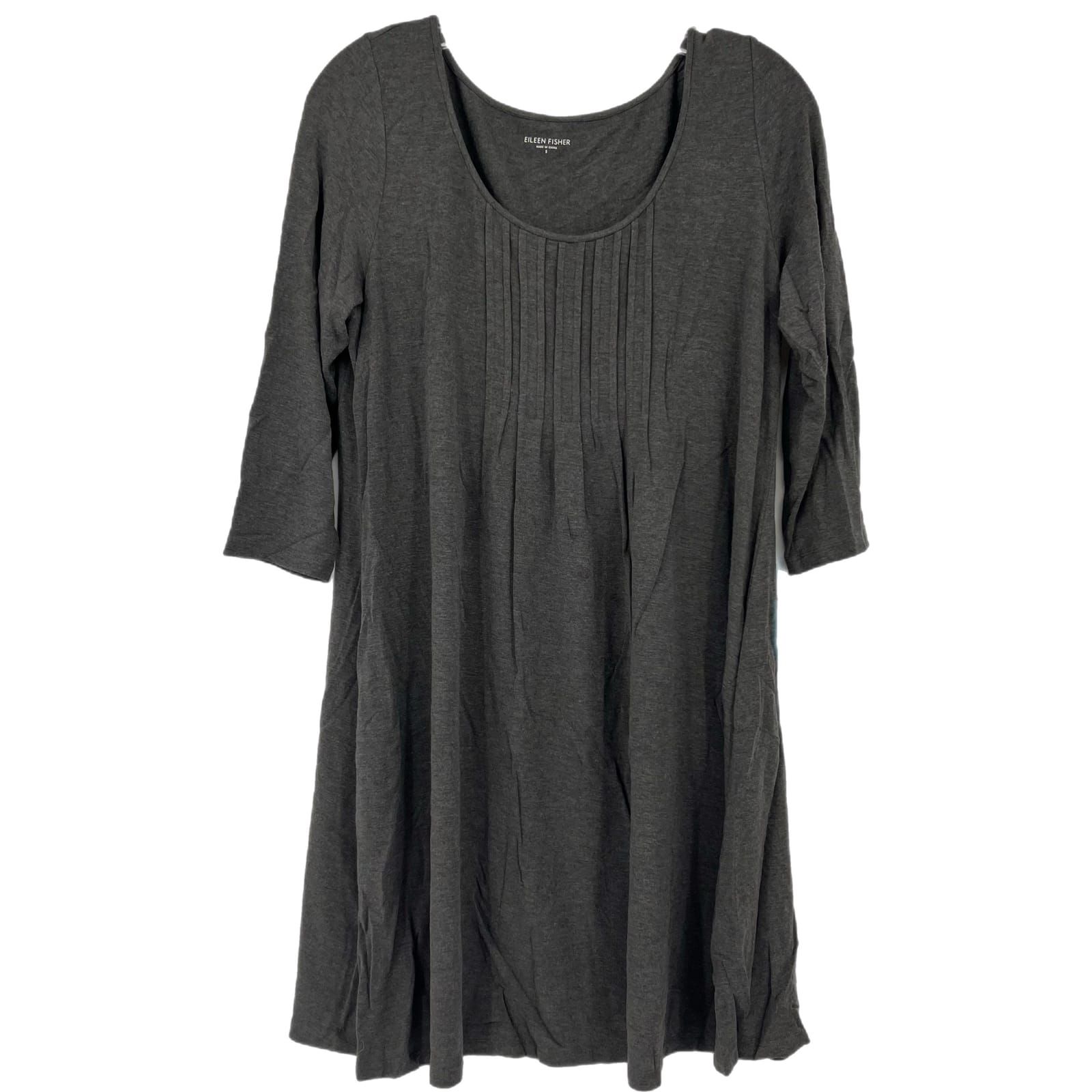 Eileen Fisher Gray Viscose Midi Shirt Dress