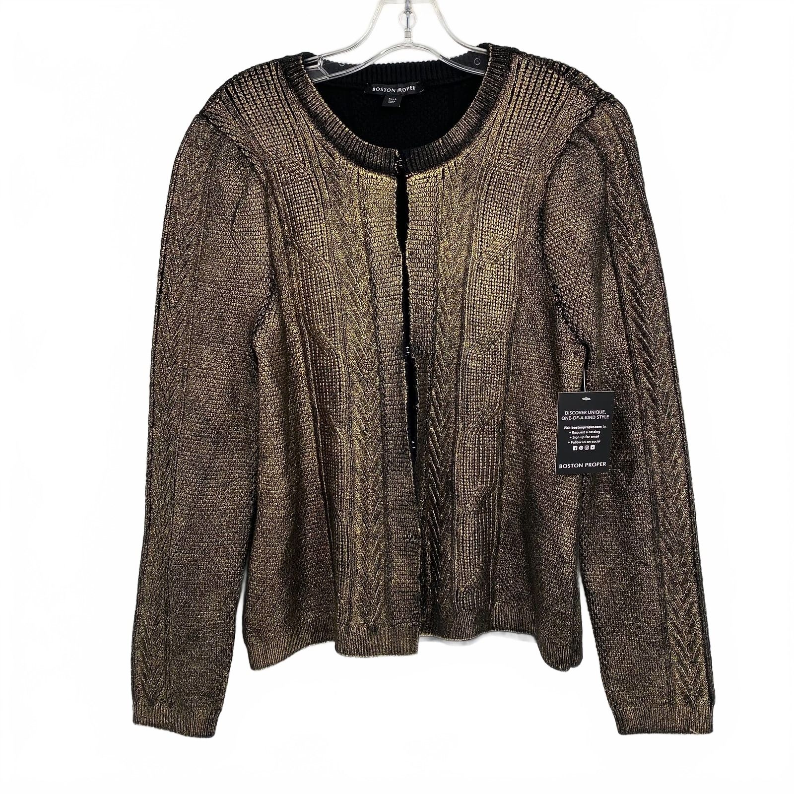 Boston Proper Gold & Black Cardigan
