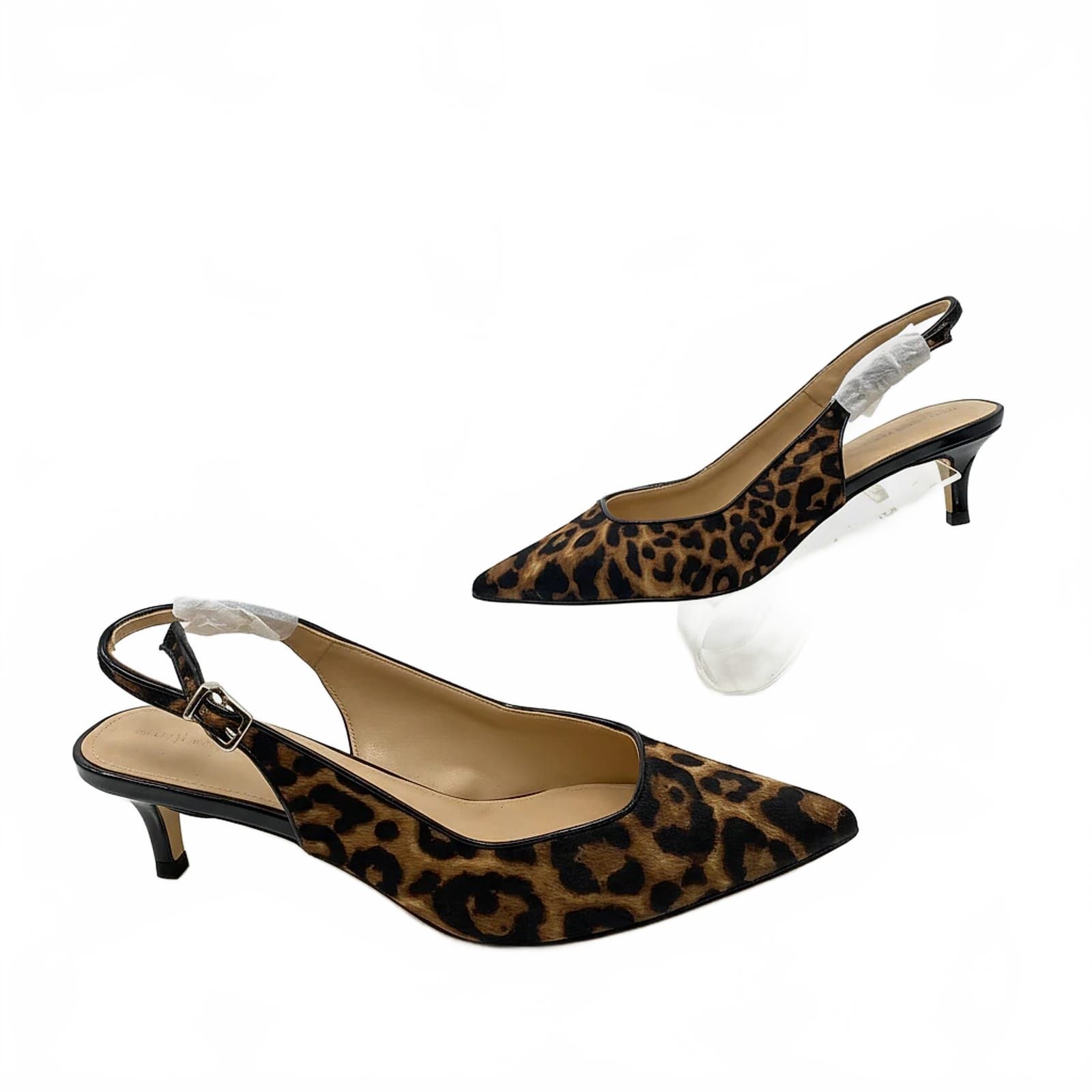 White House Black Market Slingback Heels Animal Print Leather