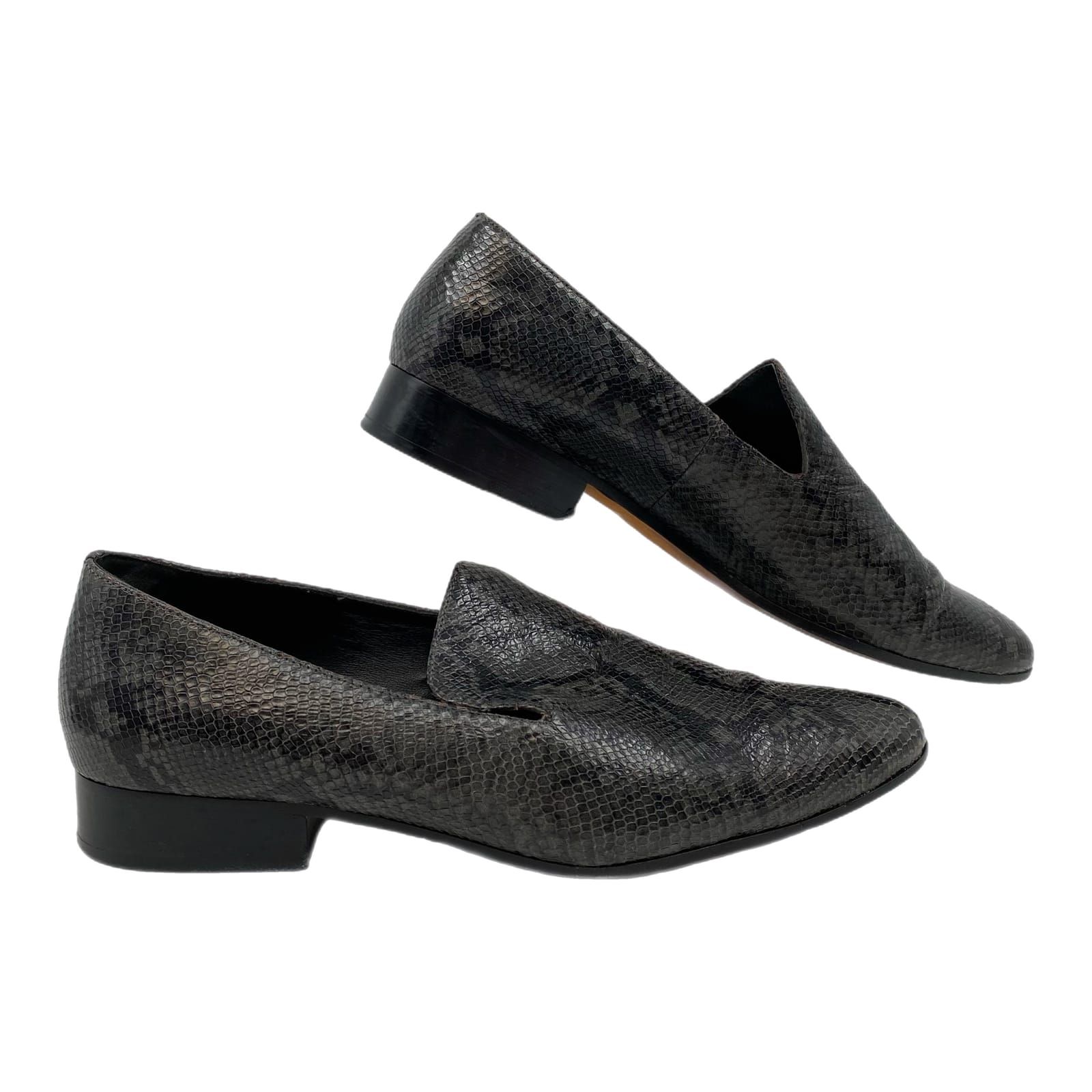 Vince Gray Black Snakeskin Loafers