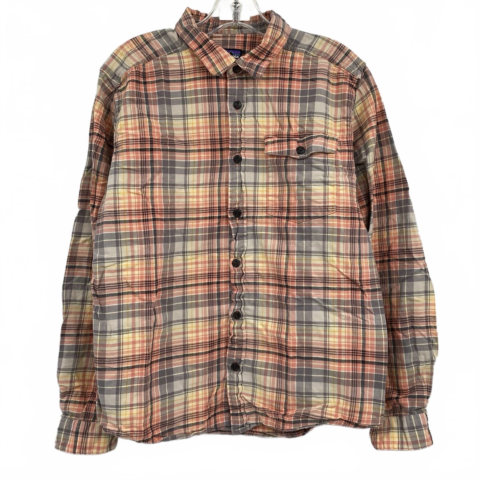 Patagonia Pink/Yellow Plaid Flannel Shirt