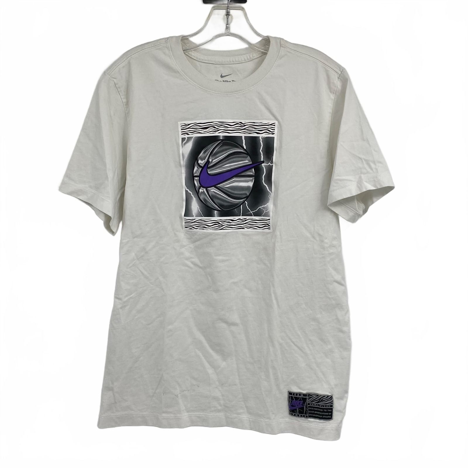 Nike White Gray Short Sleeve Tee Lightning basketball