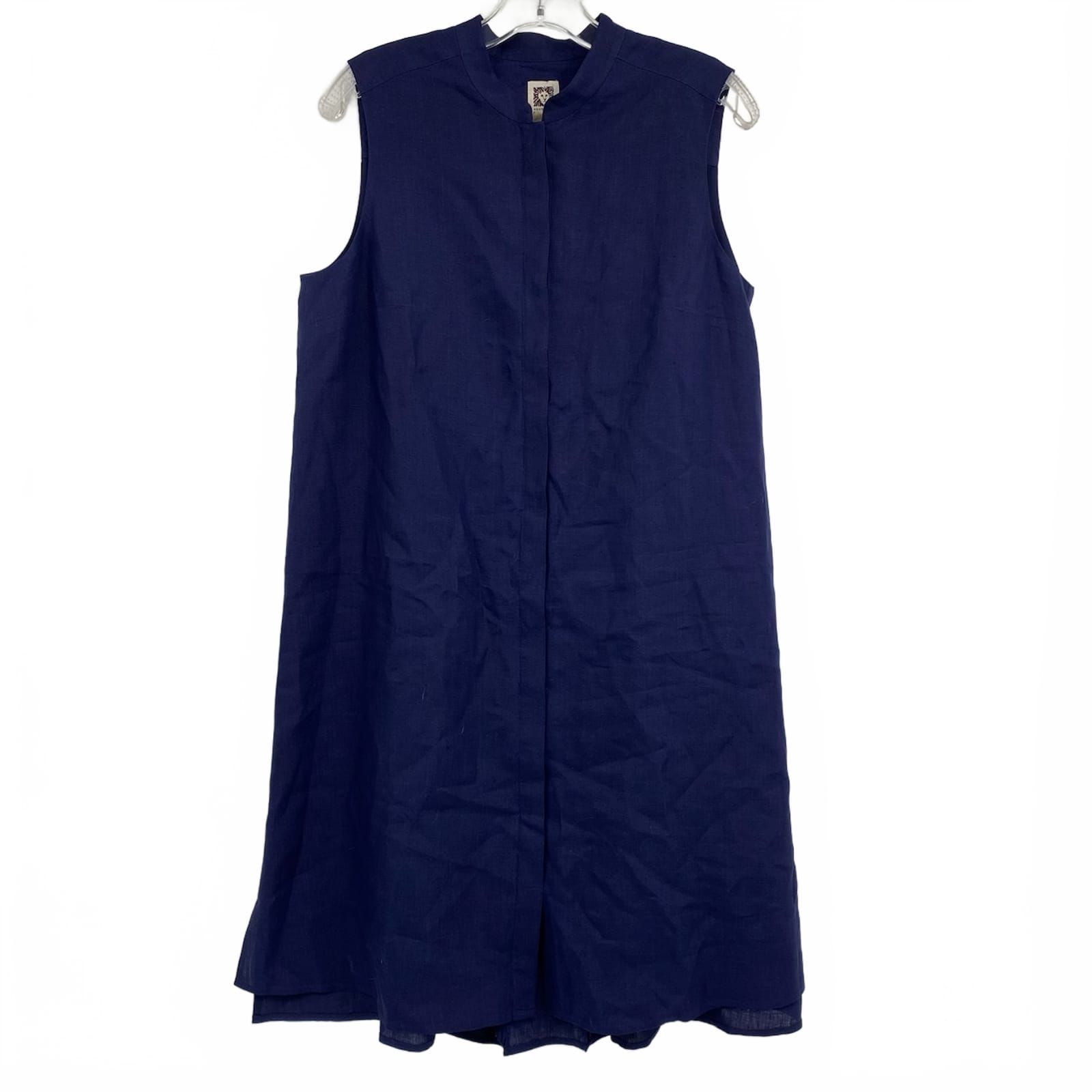 Ann Taylor Blue Sleeveless Linen Mini Dress