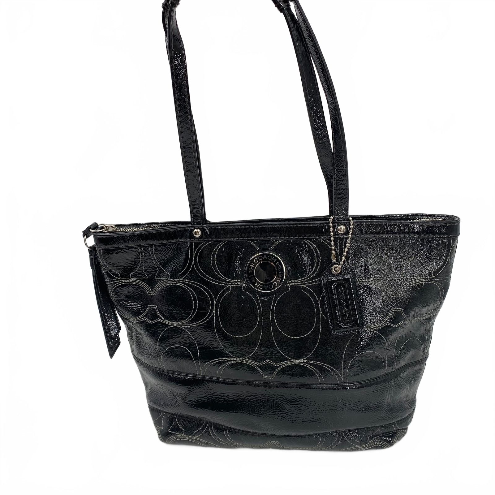 Coach Black Shoulder Bag Signature Purse