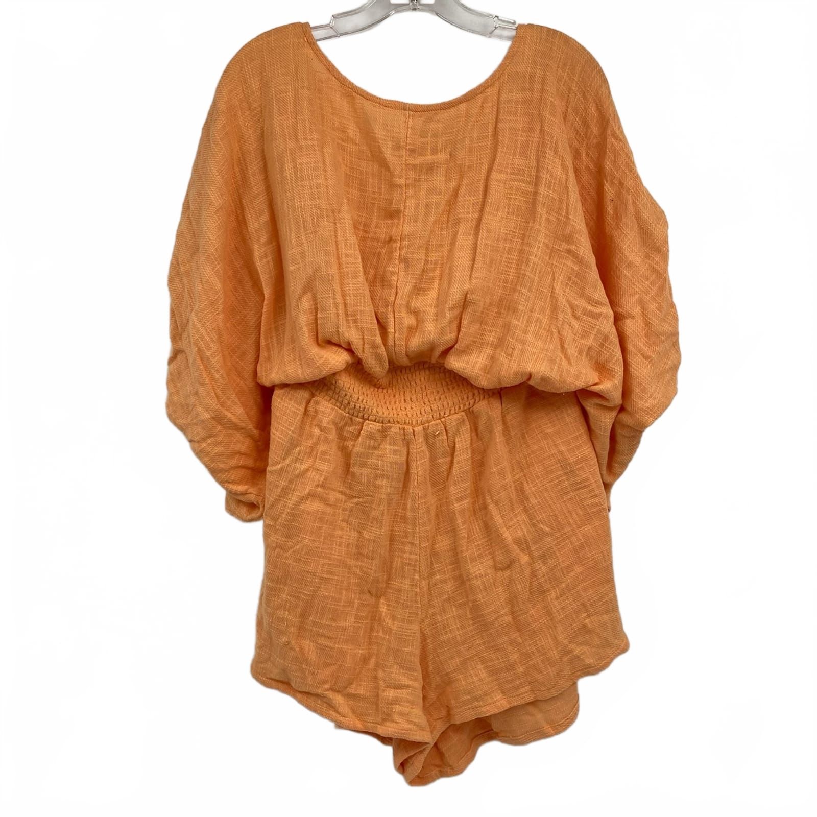 Free People Orange Pietro Cowl Back Cotton Romper
