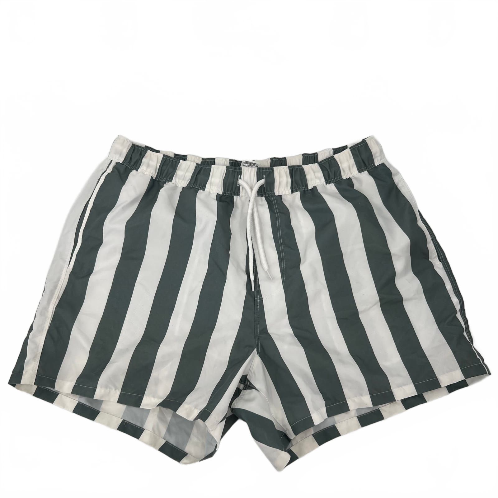 ASOS White/Green Striped Swim Shorts