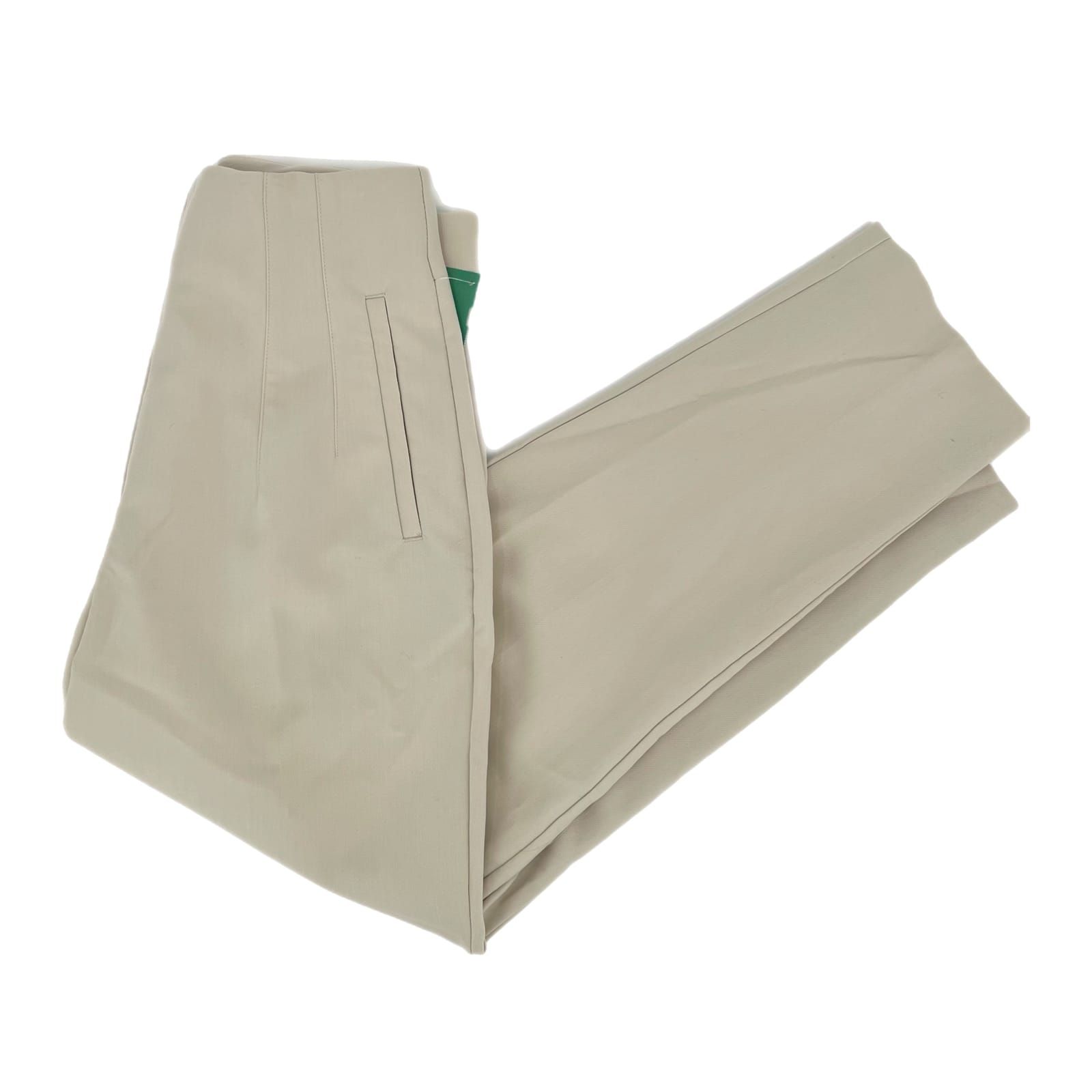 Zara Beige High-Rise Straight Leg Trousers