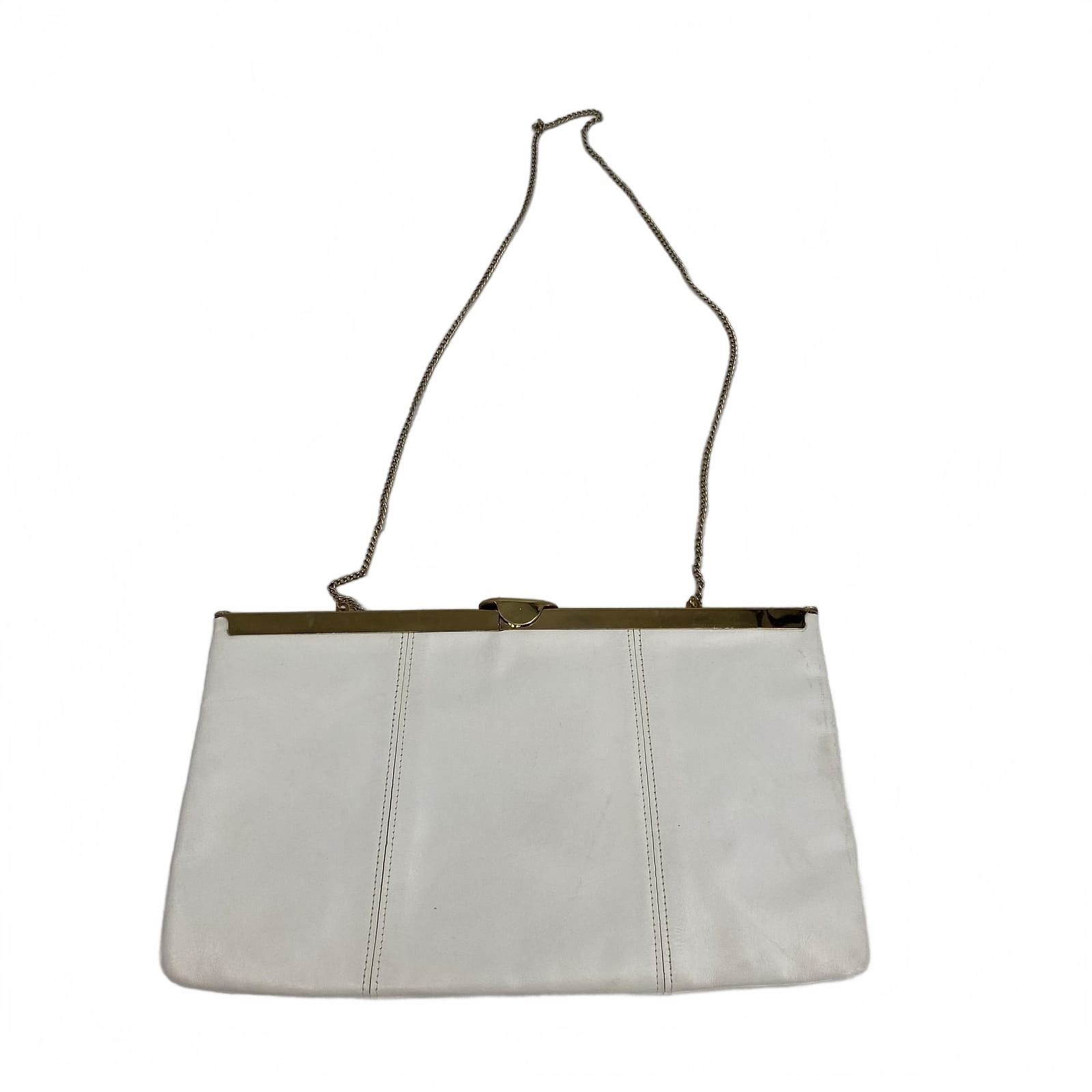 Vintage White Leather Clutch