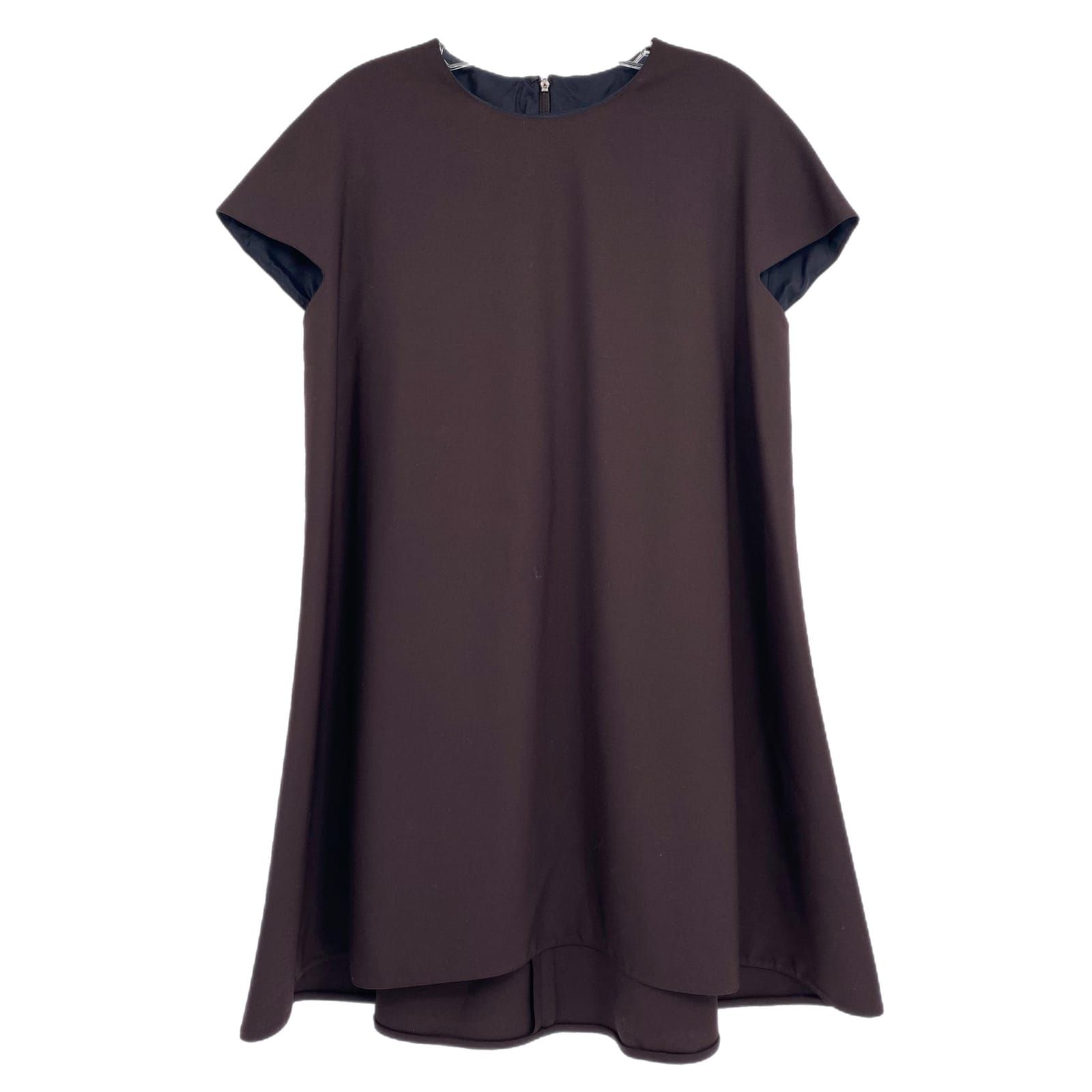 Balenciaga Brown Boxy Zip Mini Dress