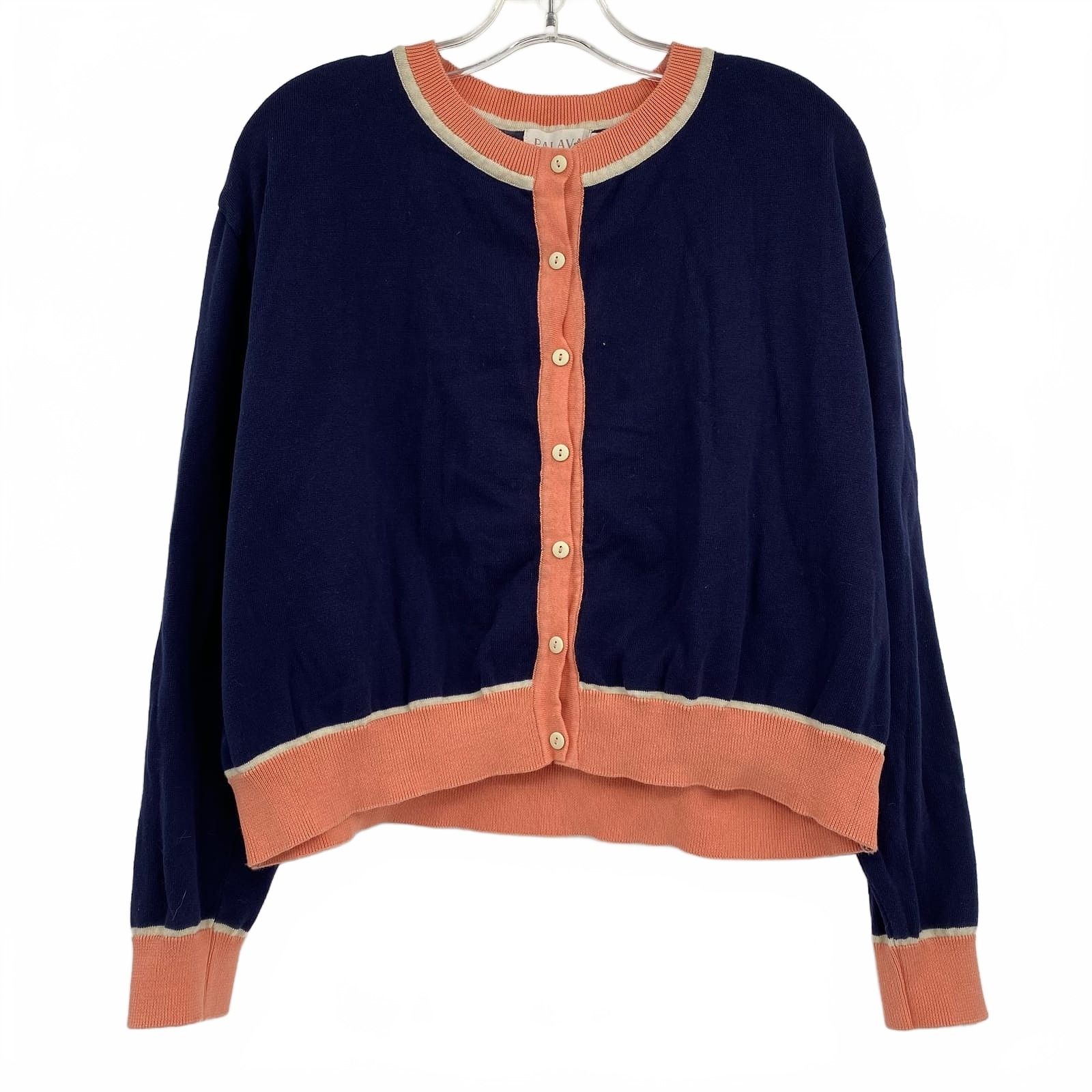 Palava Navy Pink Tiger Embroidered Cardigan