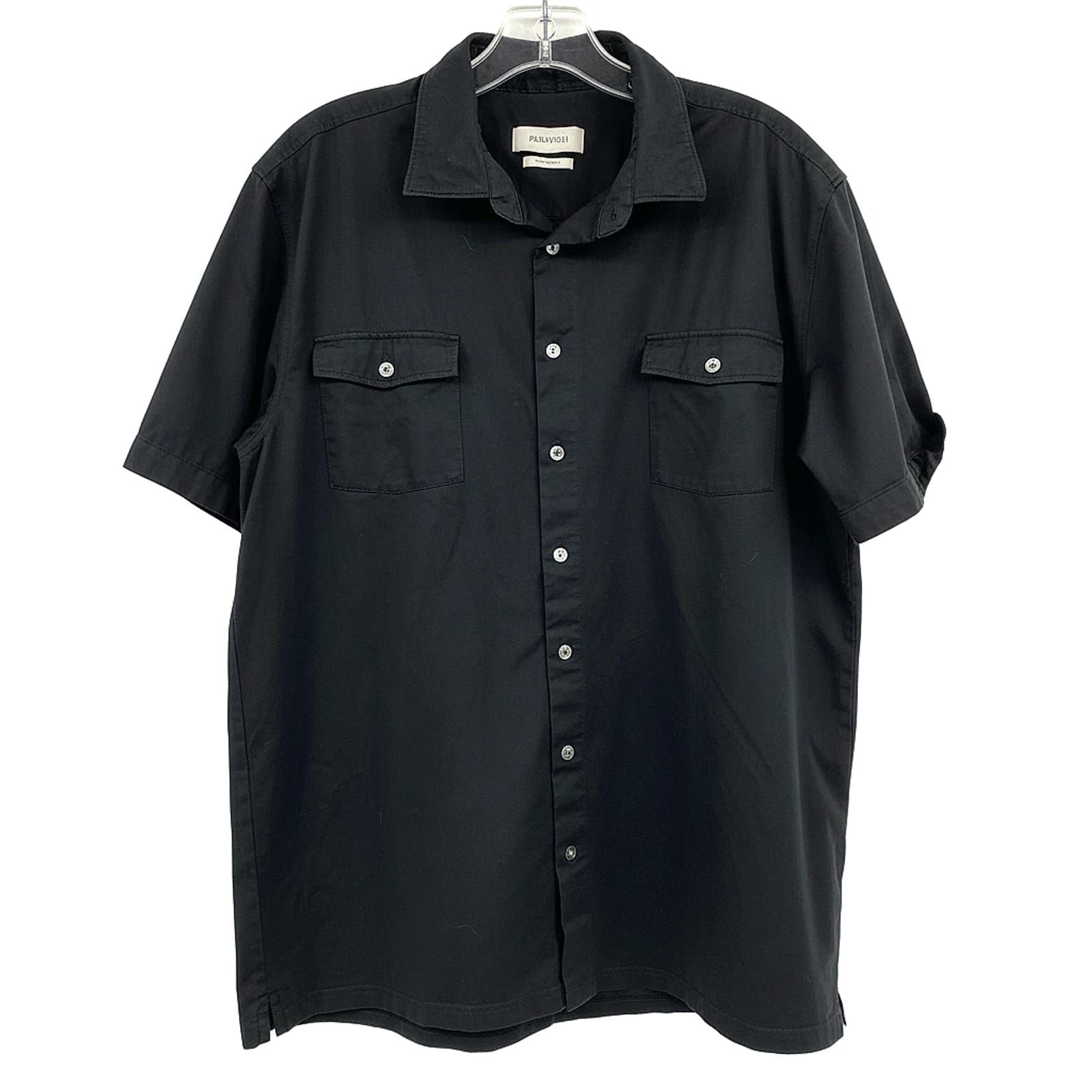 Bugatchi Black Cotton Blend Short Sleeve Casual Button Down Shirt