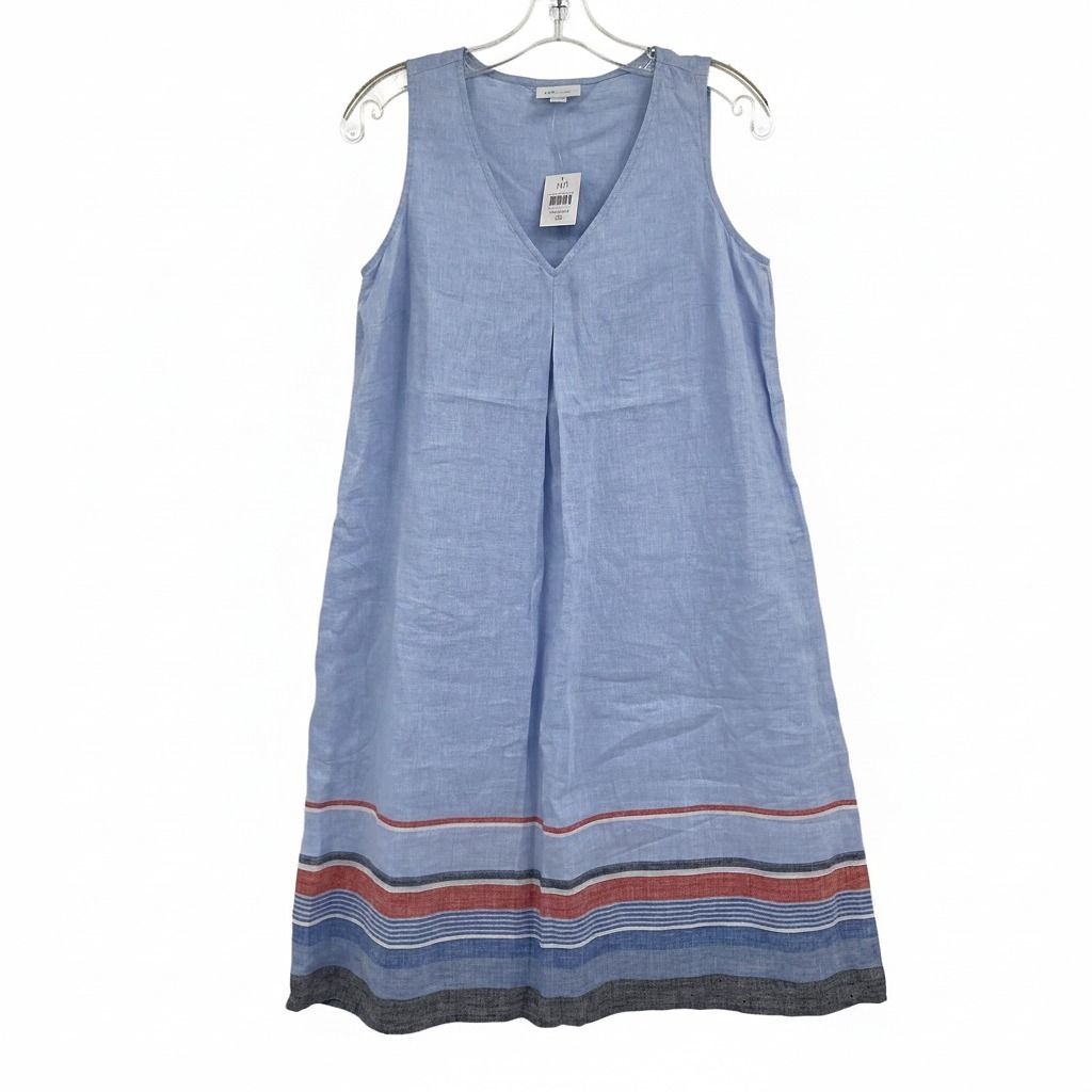 J. Jill Blue Red Striped Linen Mini Dress