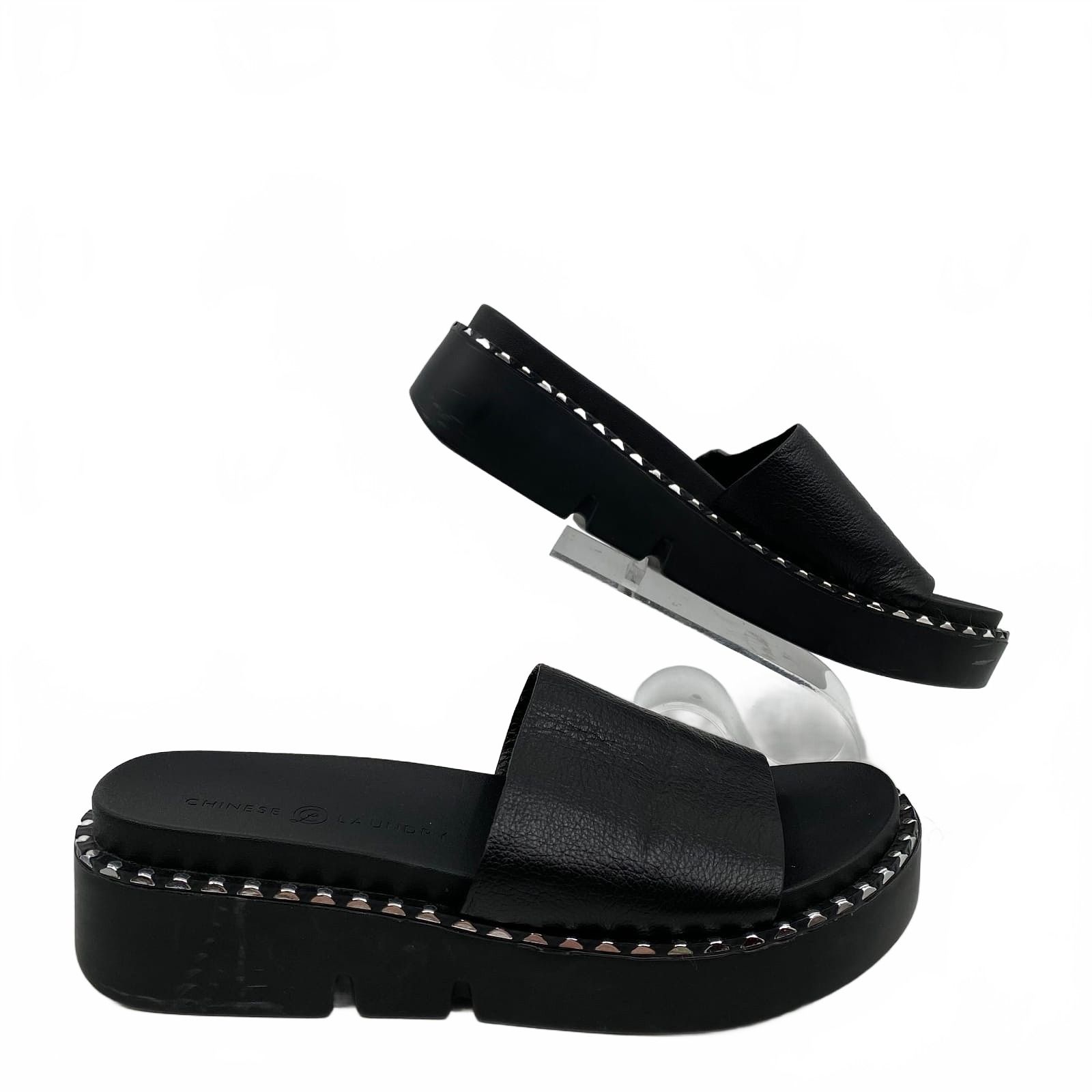 Chinese Laundry Black Studded Slide Sandals