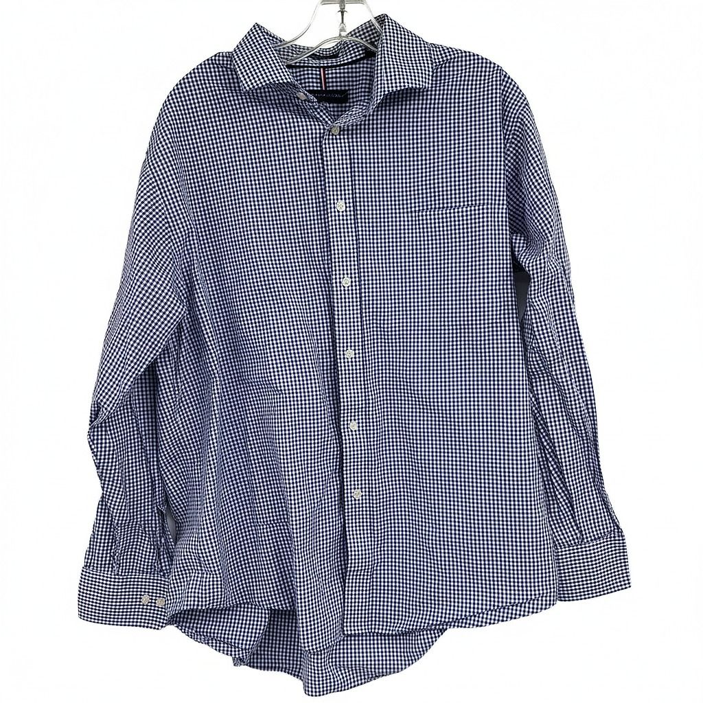 Tommy Hilfiger Blue Cotton Blend Long Sleeve Button Down