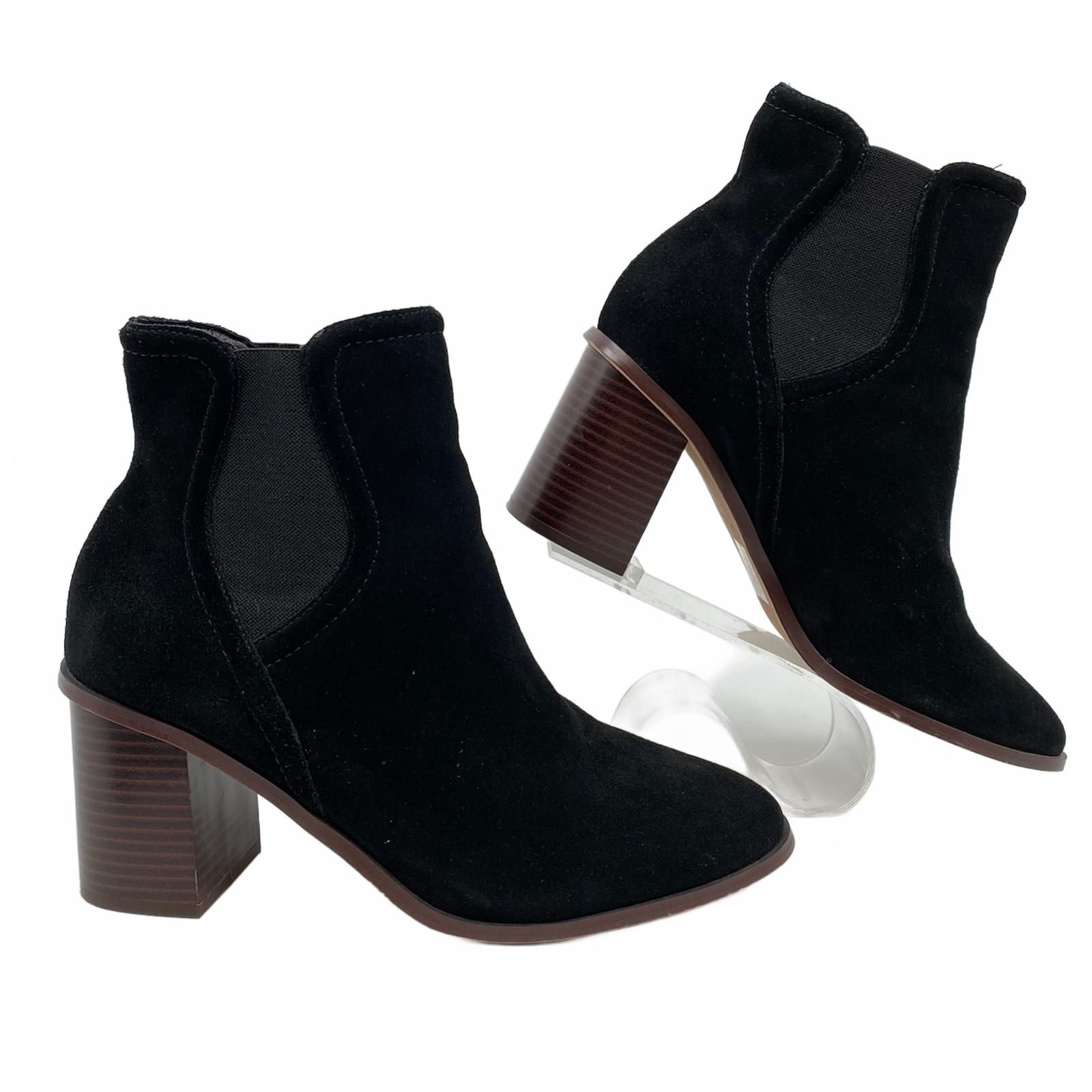 Splendid Black Suede Block Heel Ankle Boots