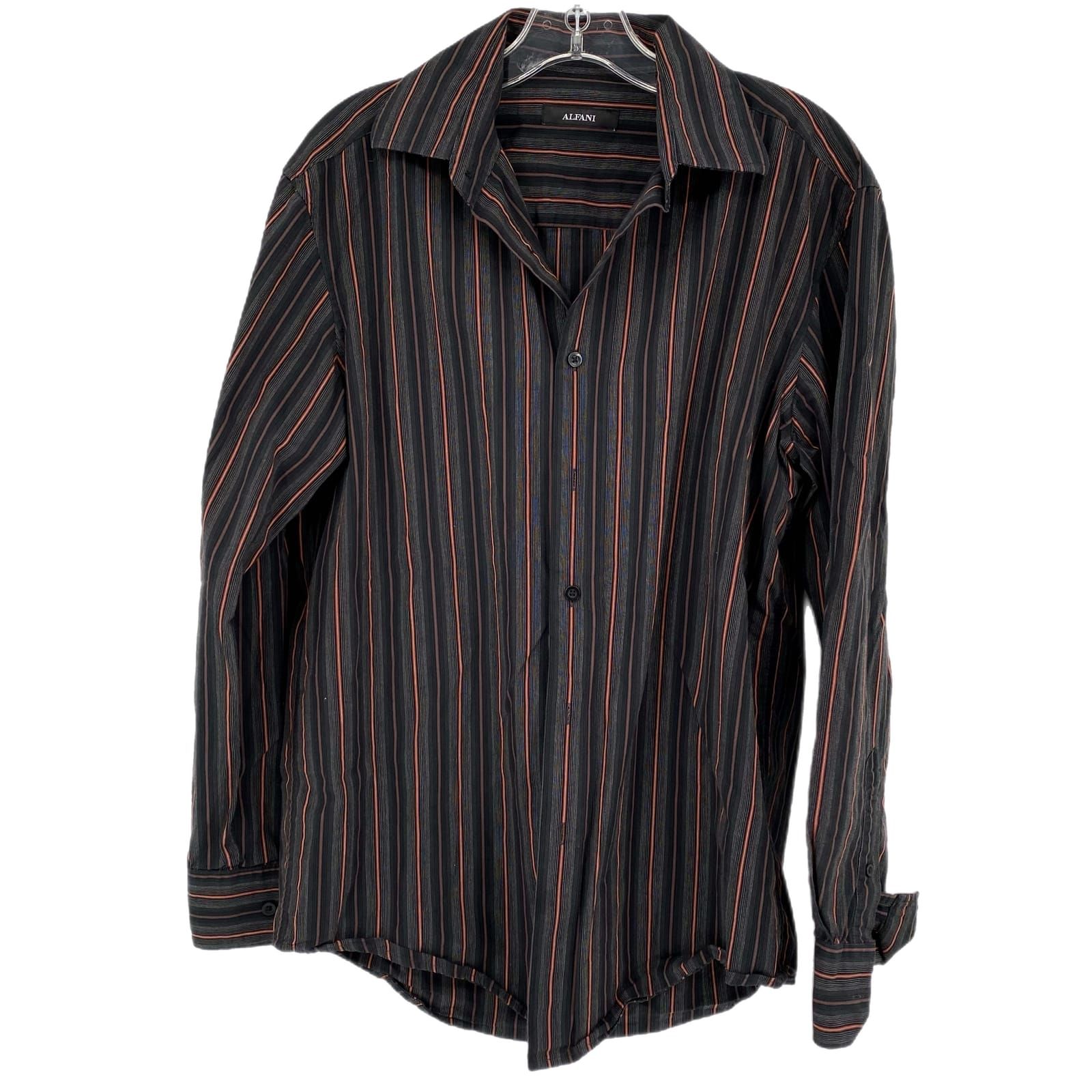 Alfani Black/Red Striped Button-Up Shirt