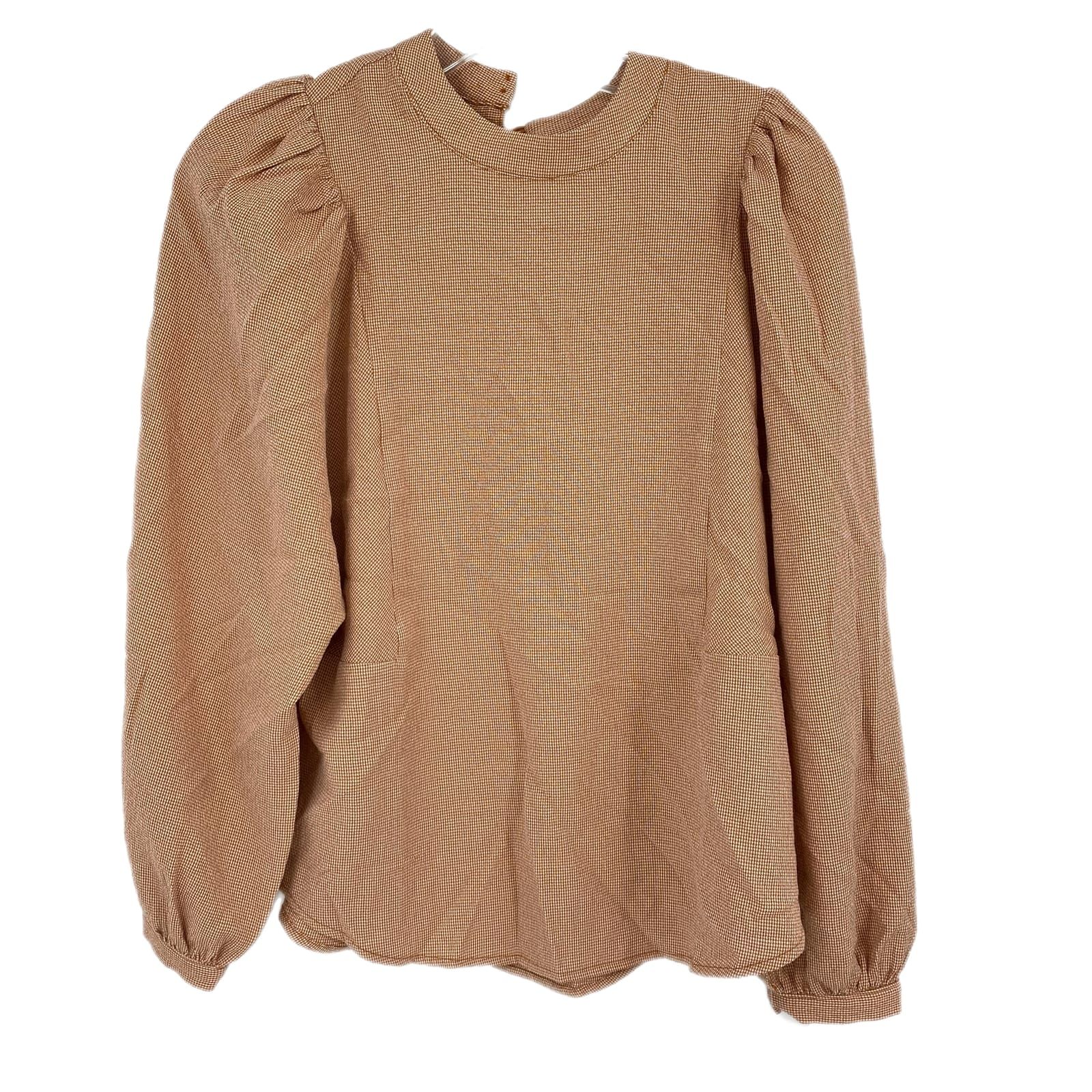 Treasure & Bond Orange Button-Down Long Sleeve Blouse