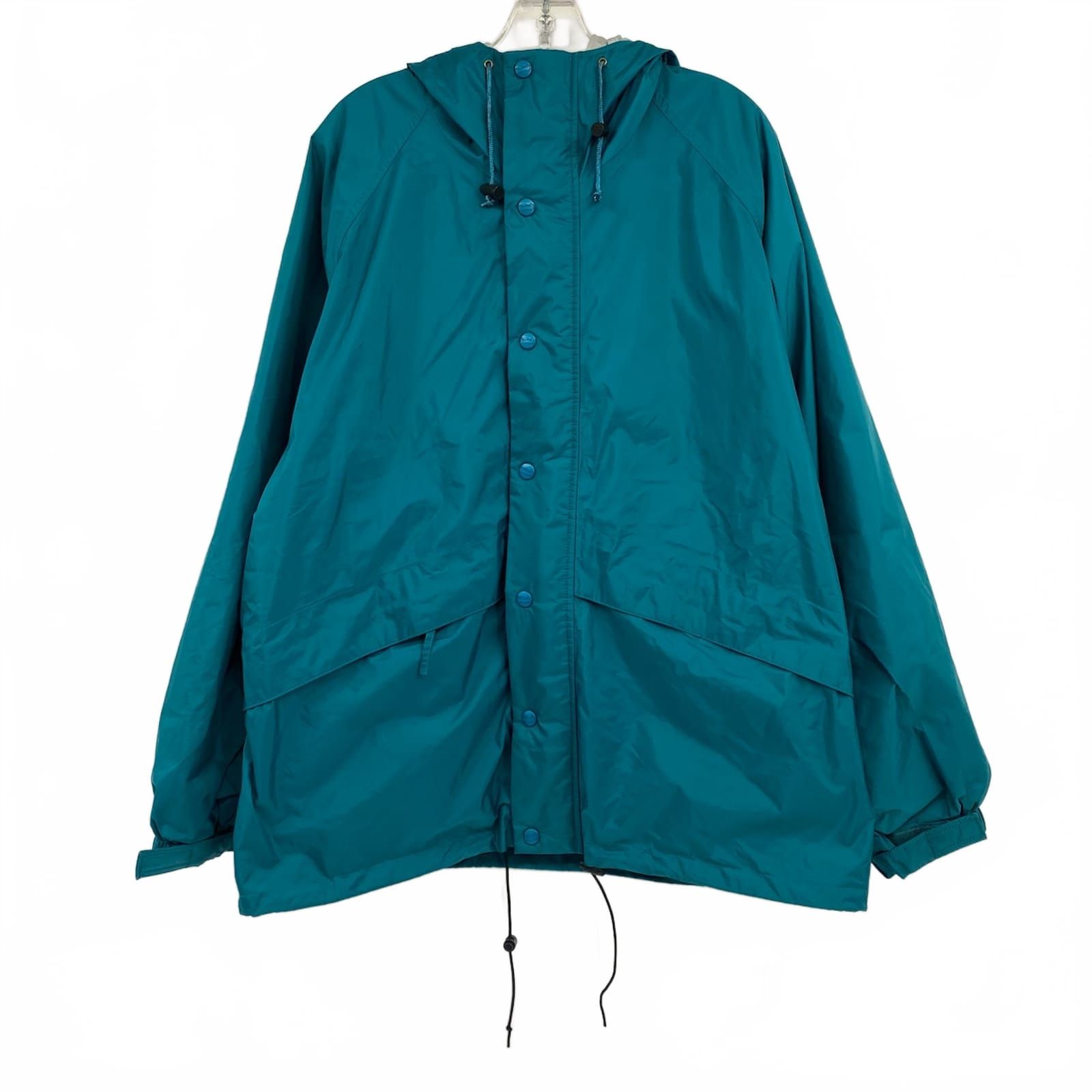 L.L. Bean Teal Blue Nylon Rain Coat