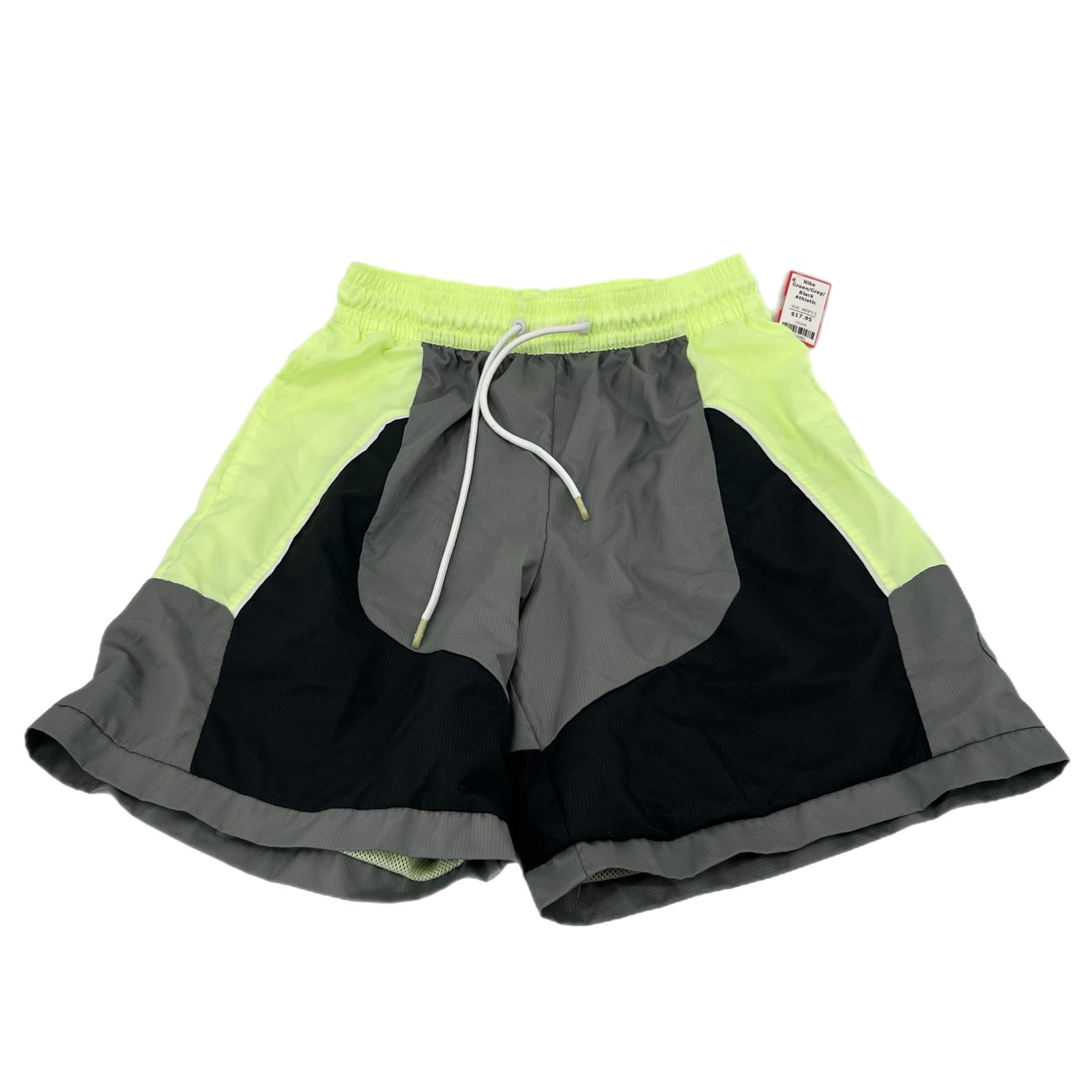 Nike Green Gray Athletic Shorts High Rise 6in Inseam